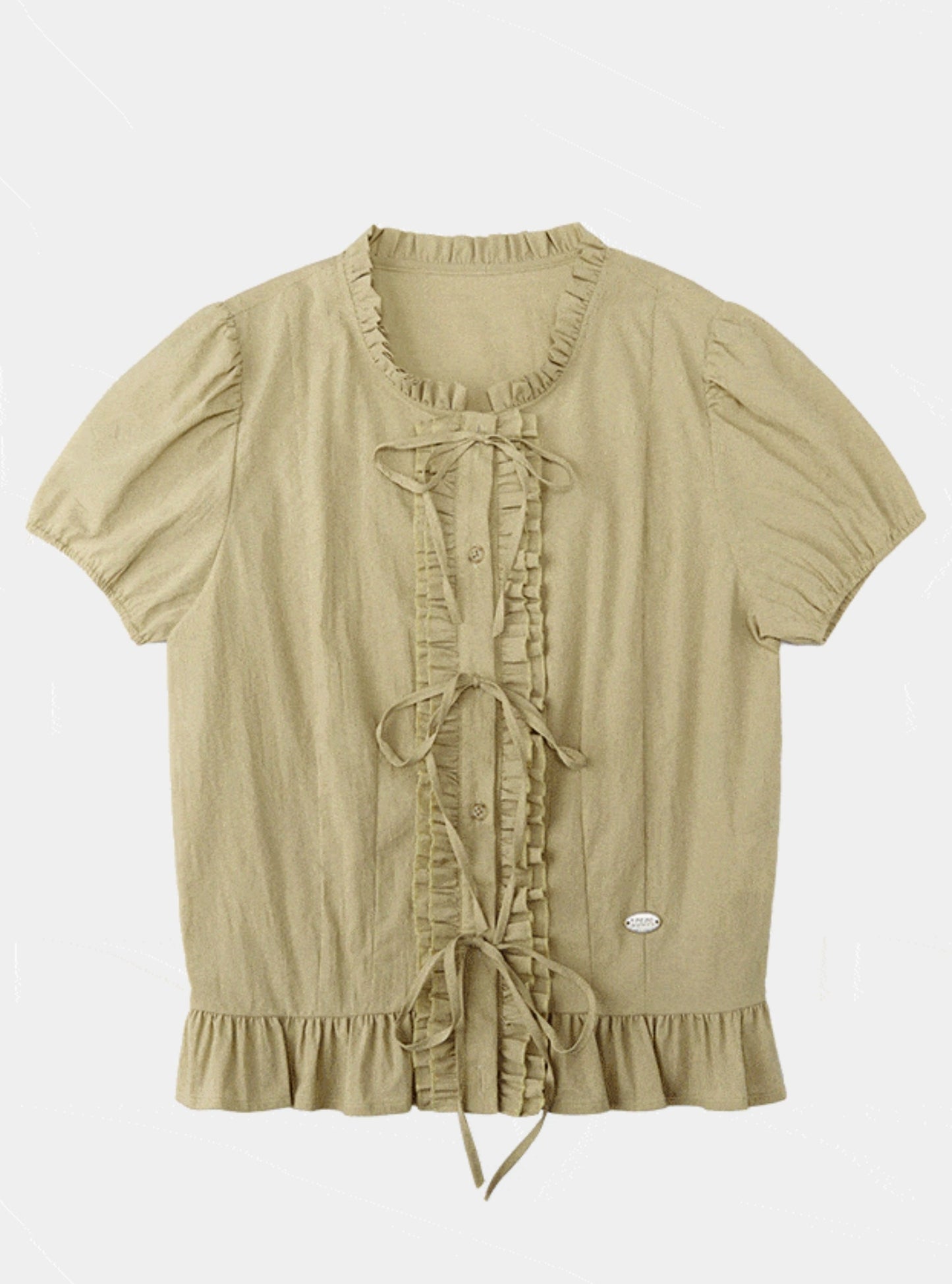 Stand Collar Puff Sleeve Top