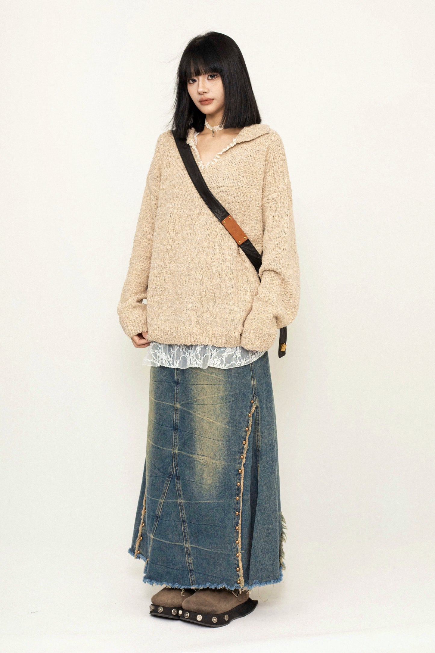 Hoodie en tricot lâche simple coréen