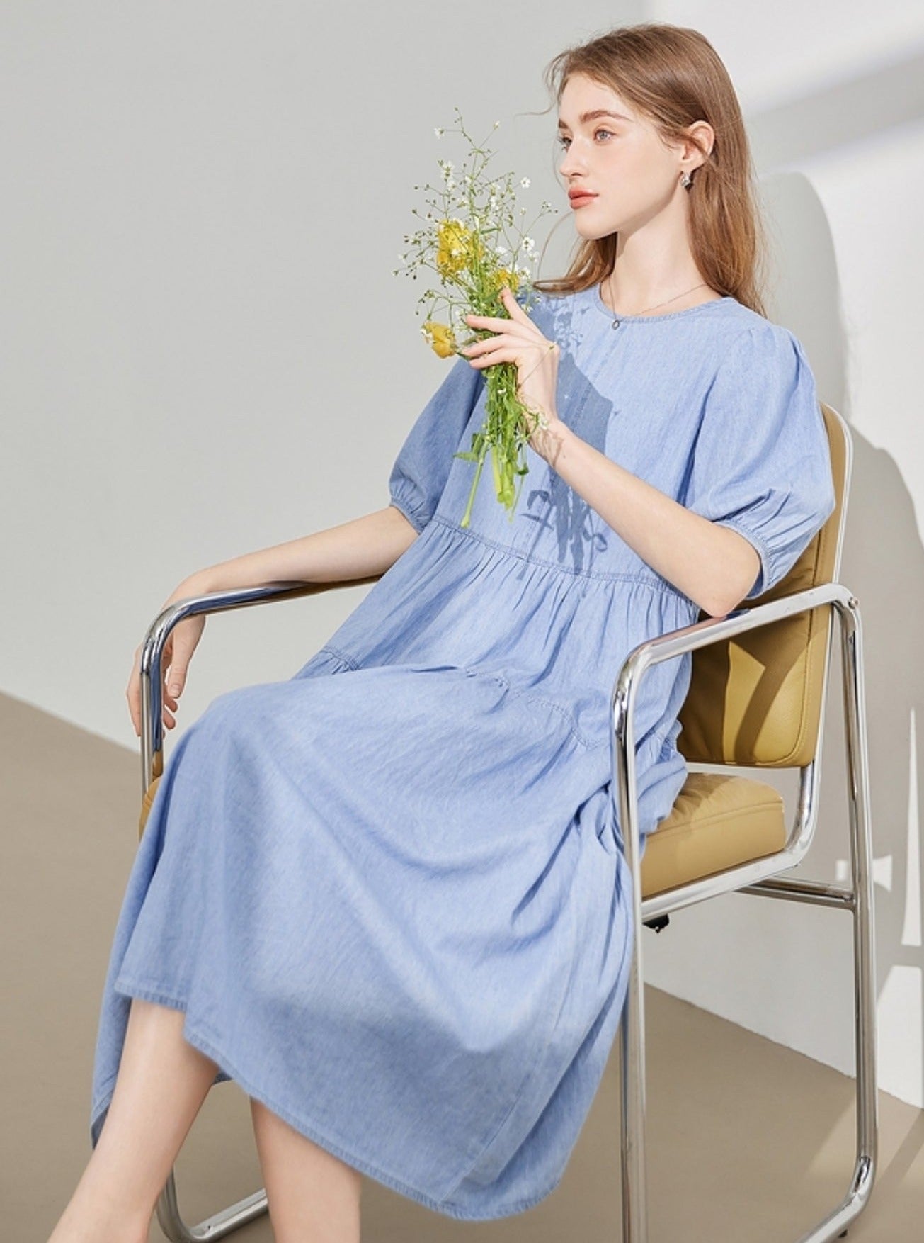 Retro Cotton Denim Dress