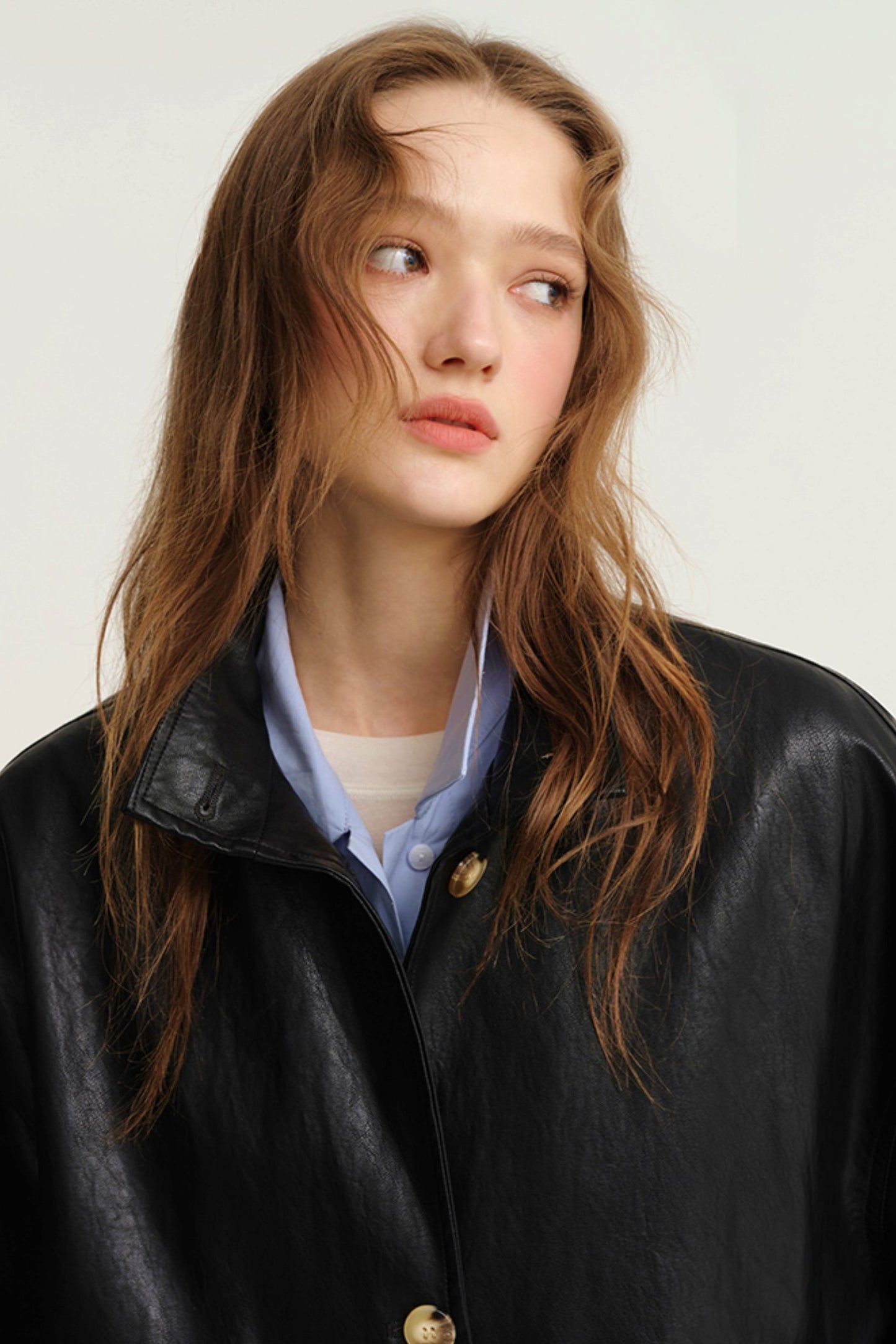 Veste en cuir PU patchwork