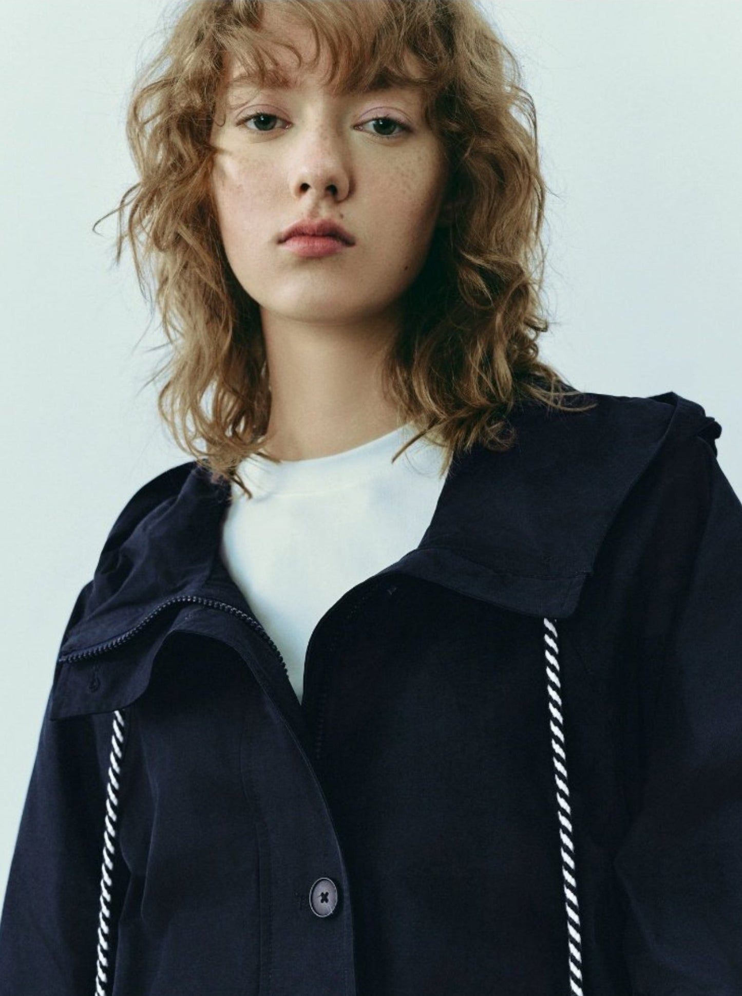 후드 드로 스트링 슈퍼 느슨한 트렌치 코트