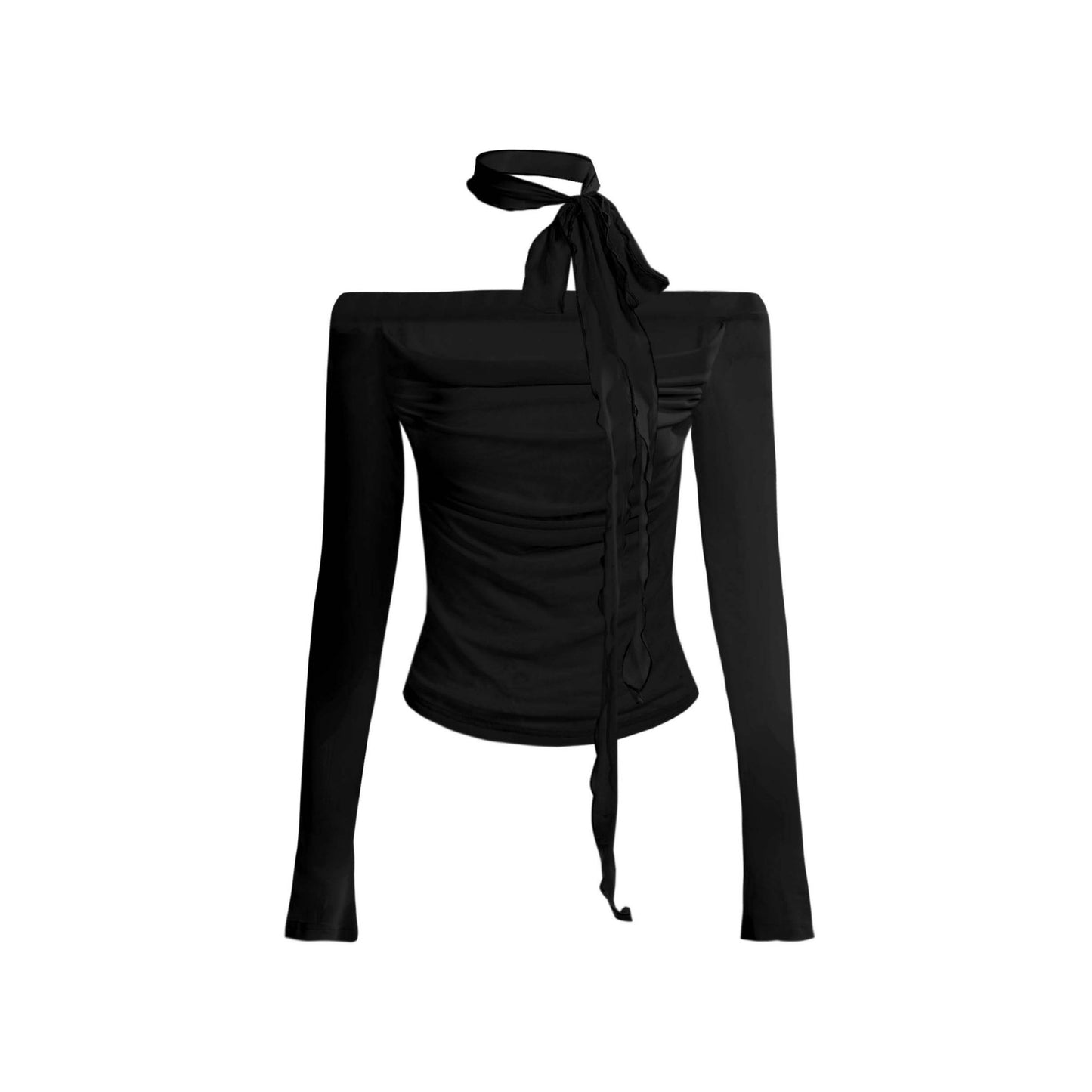 Sleek One-Shoulder Mesh Cover-Up Blouse