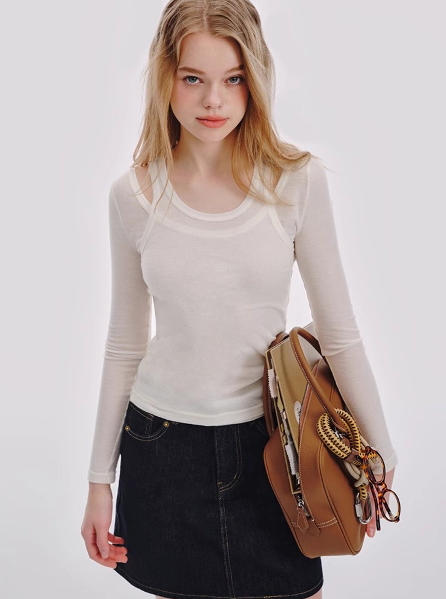 Classic High-Waisted Denim A-Line Skirt