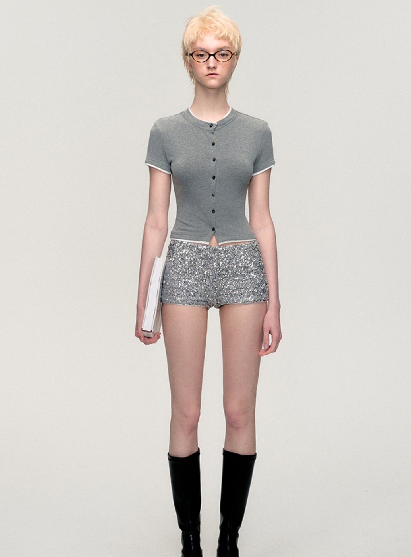 Anthracite Grey Knit Cardigan Top