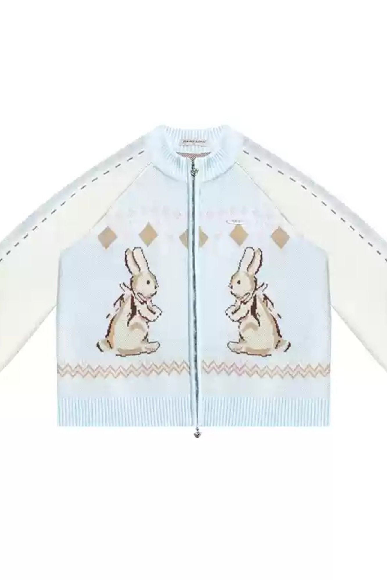 Veste cardigan en tricot rétro avec un lapin
