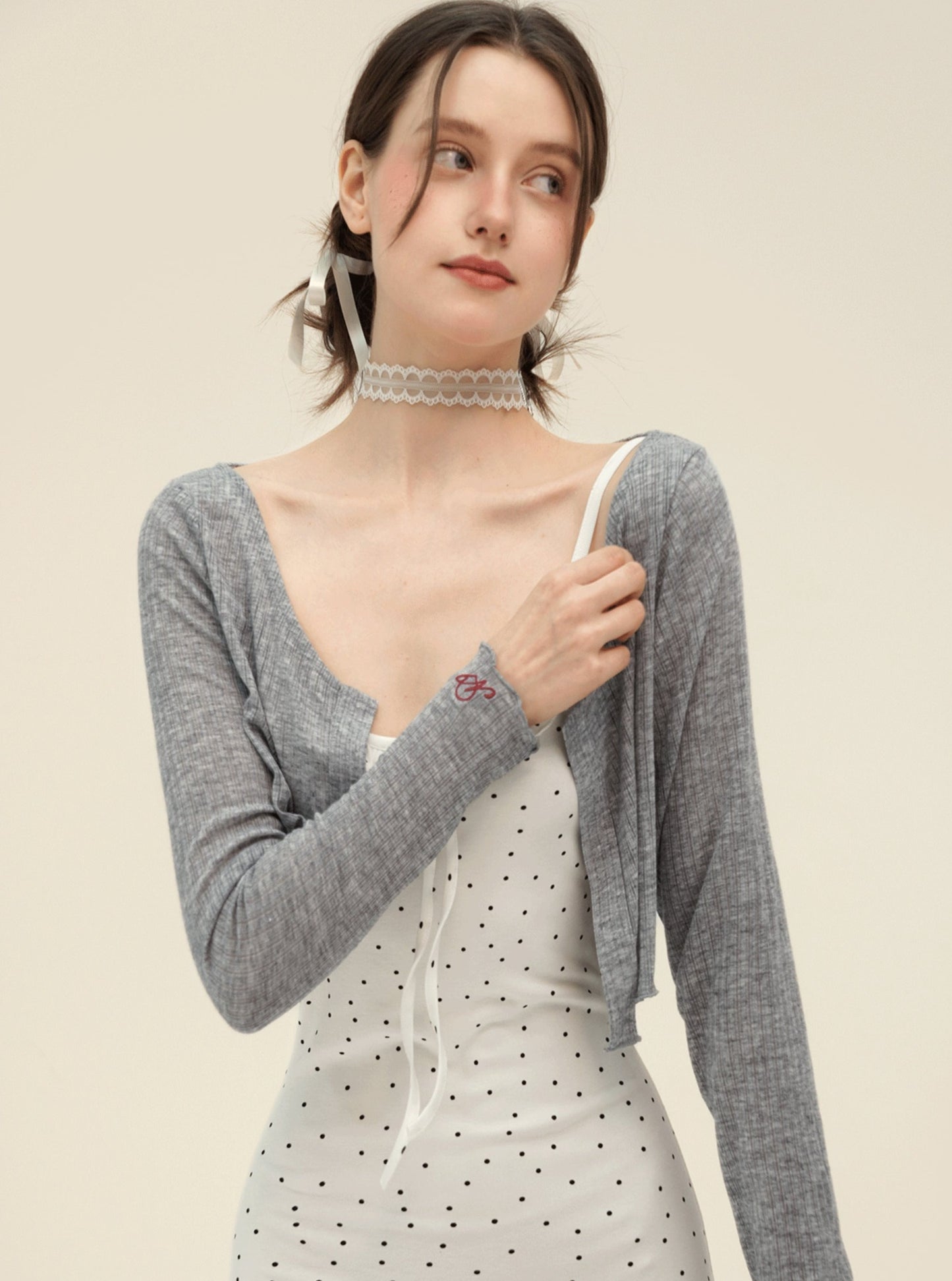 Retro Cardigan With Slim Slip Dress Set-Up