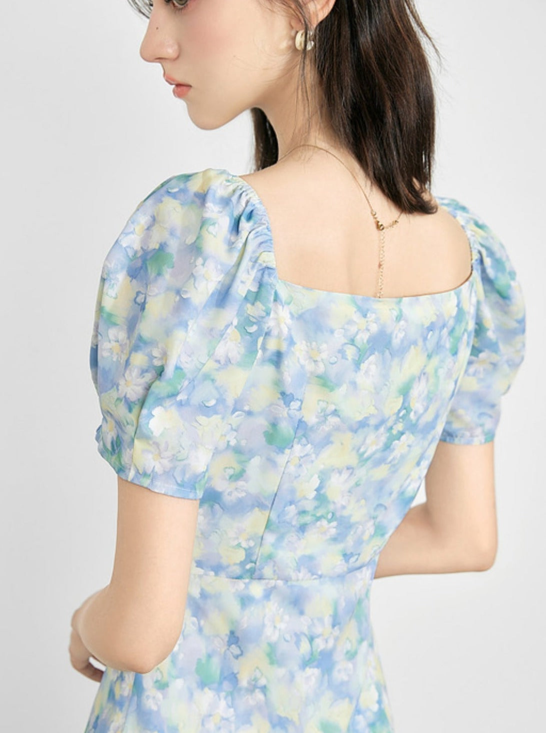 퍼프 슬리브 머메이드 드레스