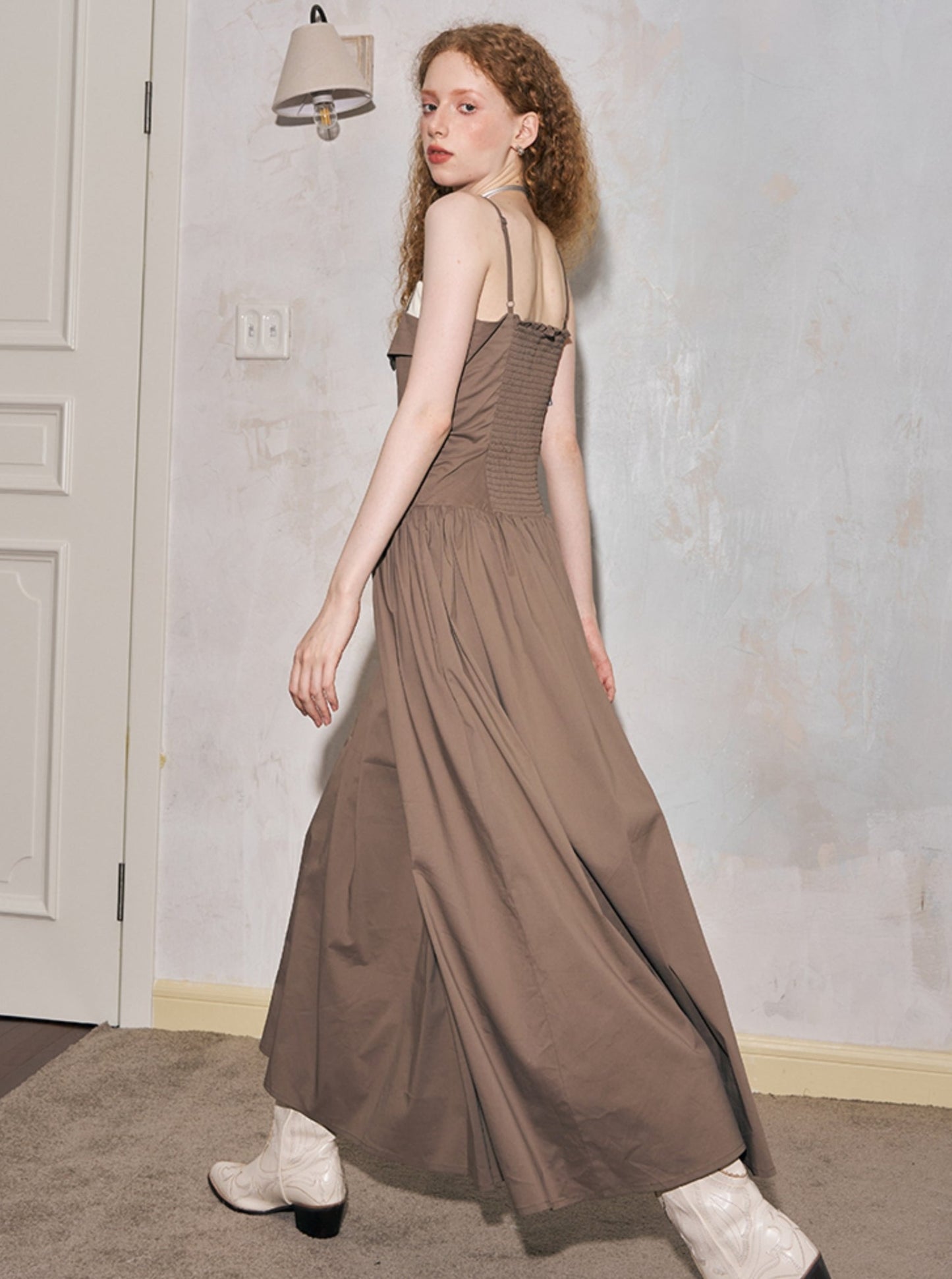 Offset Contrast Panel Maxi Dress