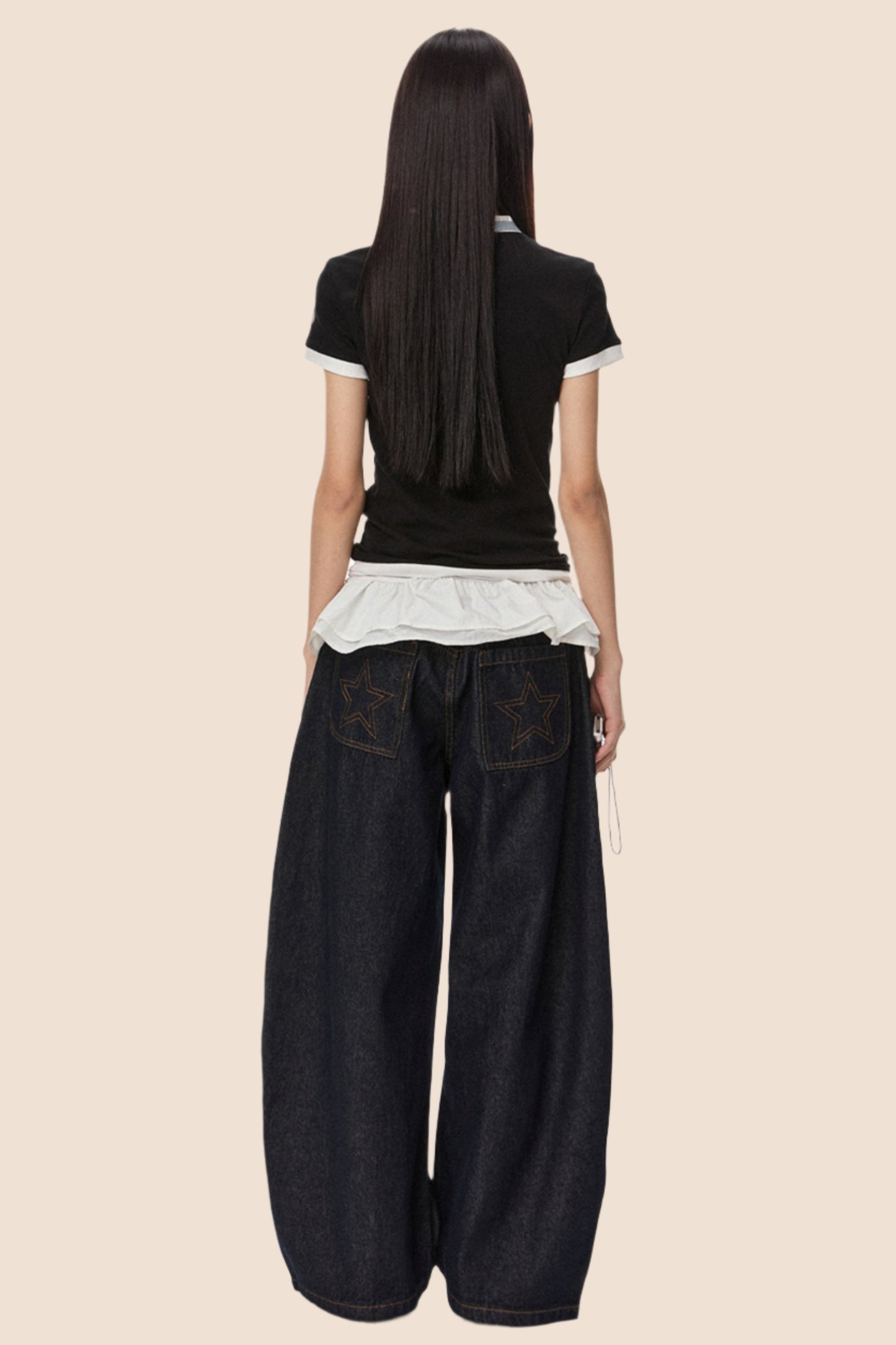 EZEK 아메리칸 레트로 페이크 투피스 그레이 반팔 티셔츠 여성 여름 신상 슬림 심플하고 다재다능한 대비 톱