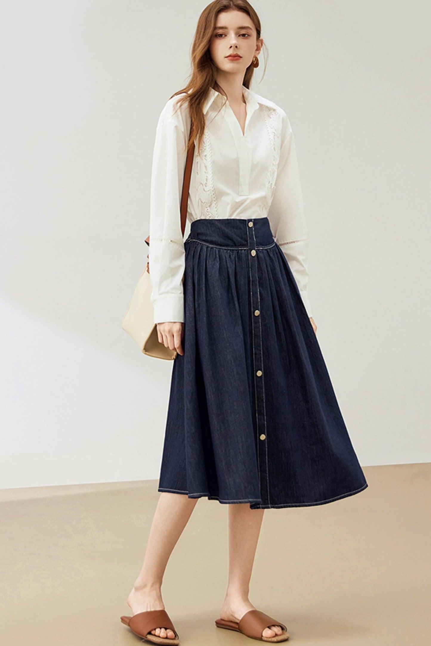 코르셋 하이웨이스트 A라인 스커트