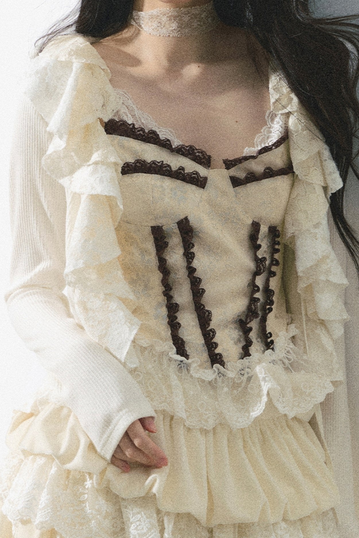 스위트 크레페 레이스 니트웨어 세트업