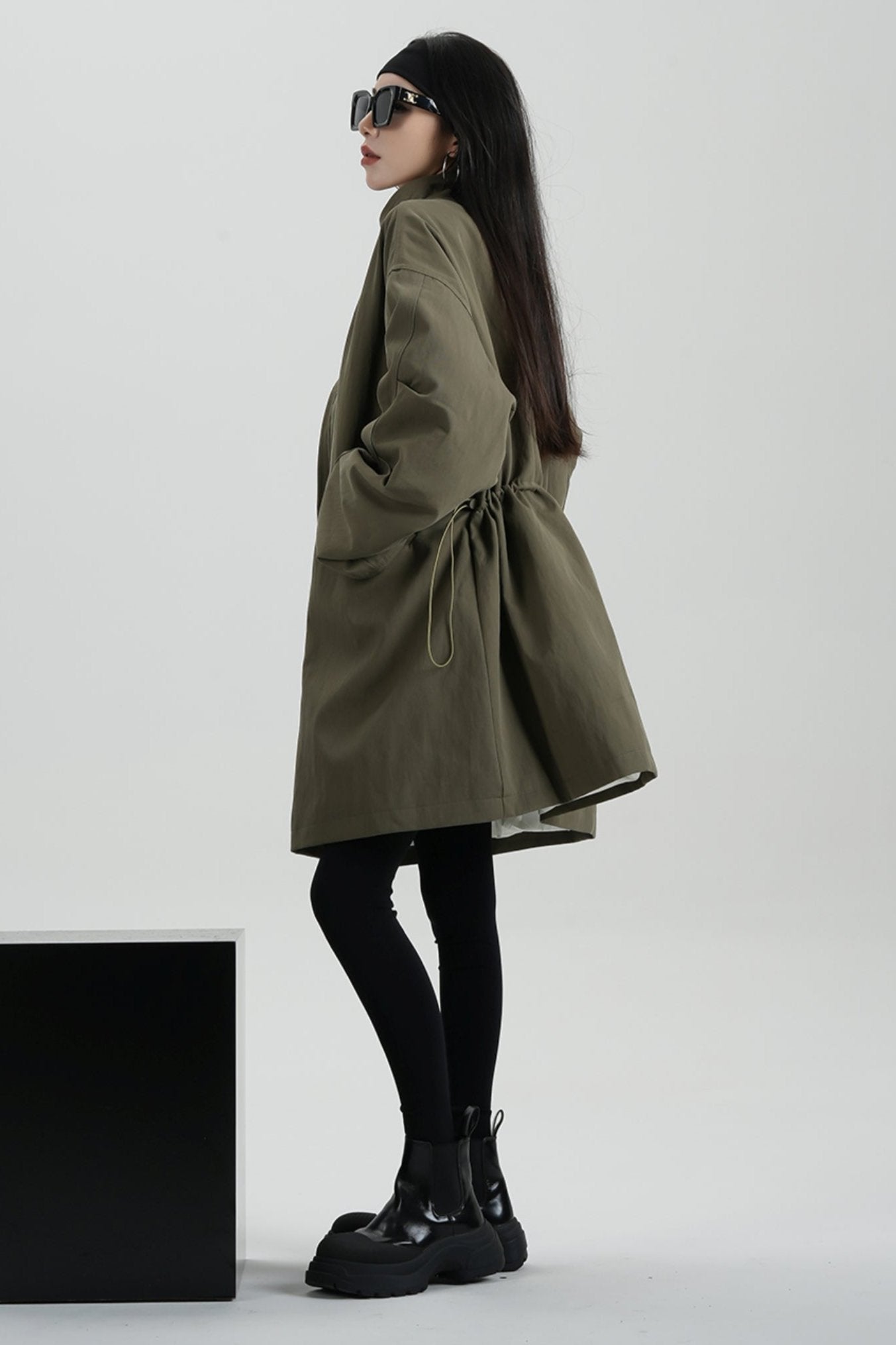 Mittellanger Stehkragen Daunenparka-Jacke