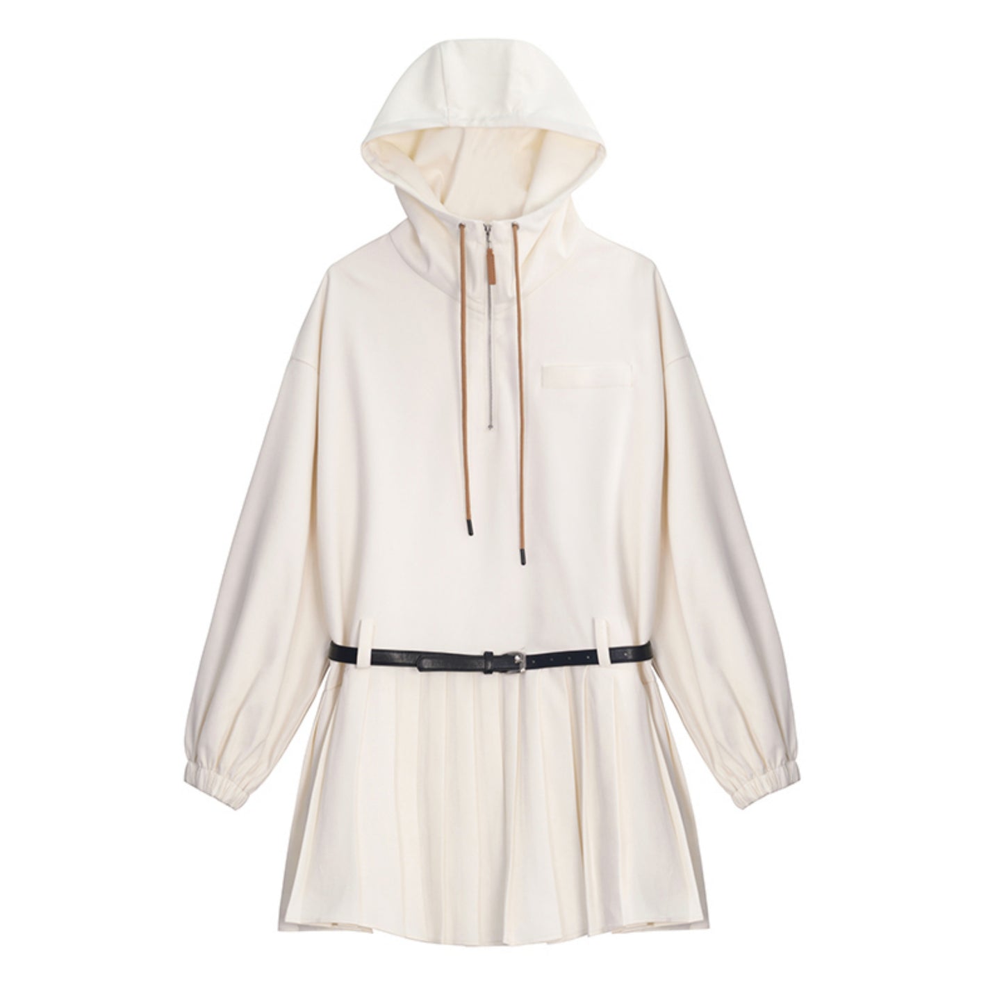 American half zip hooded sweatshirt pleated dress