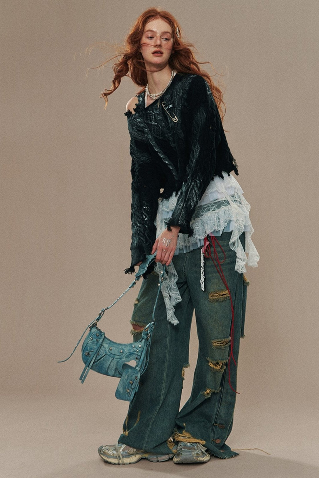 Pull en tricot décontracté à épaules nues