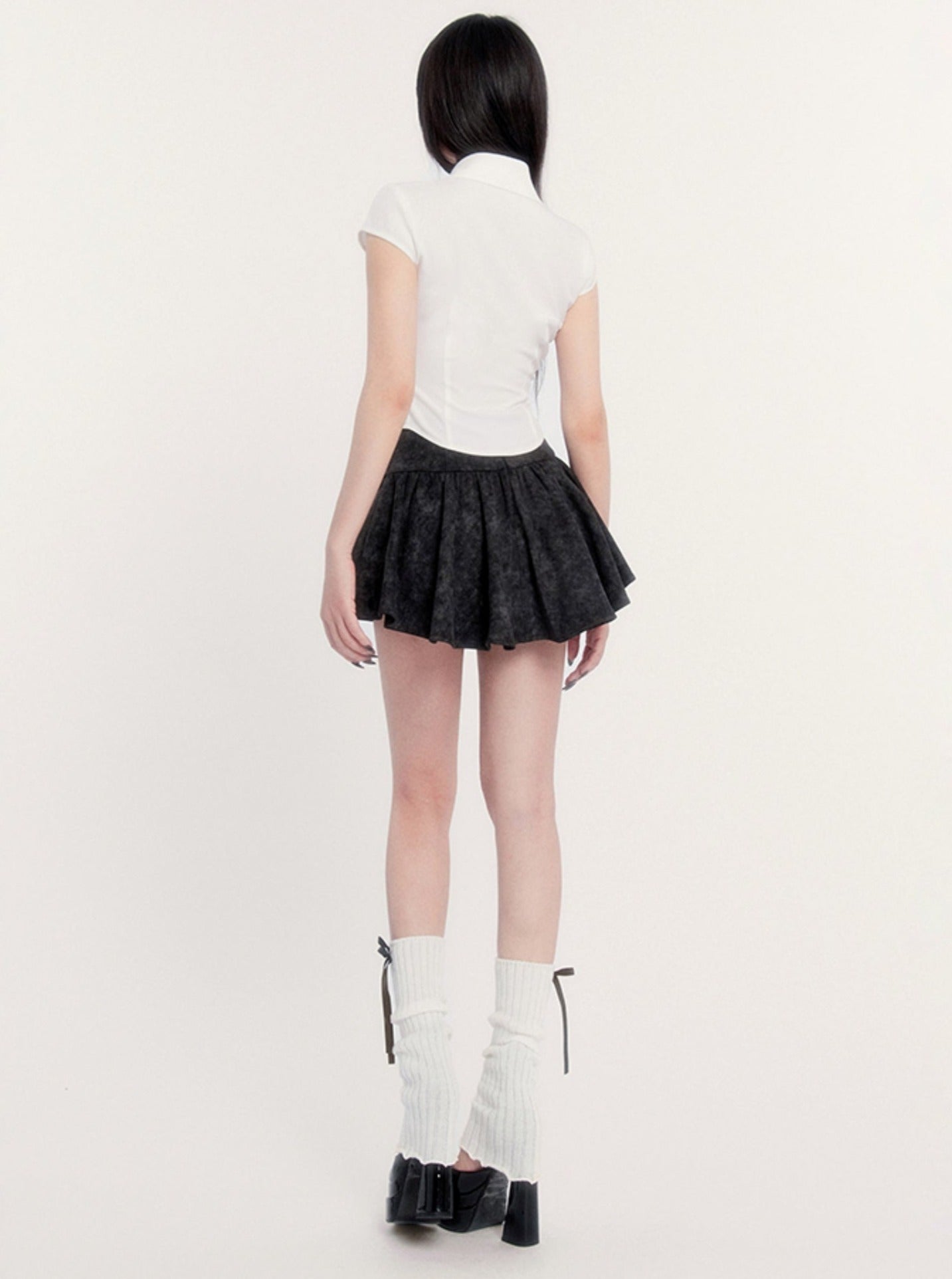 Crochet Chest Pleats Shirt