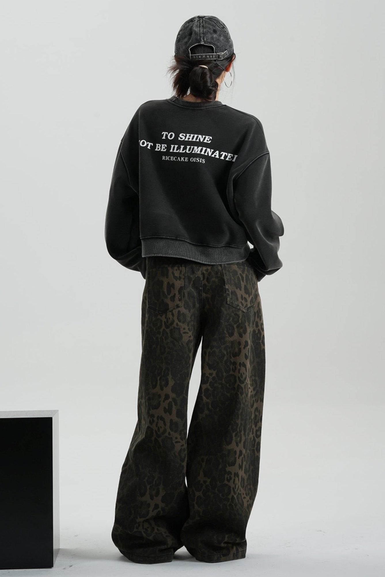 Alphabet Gekürzter Fleece Crew Neck Sweatshirt