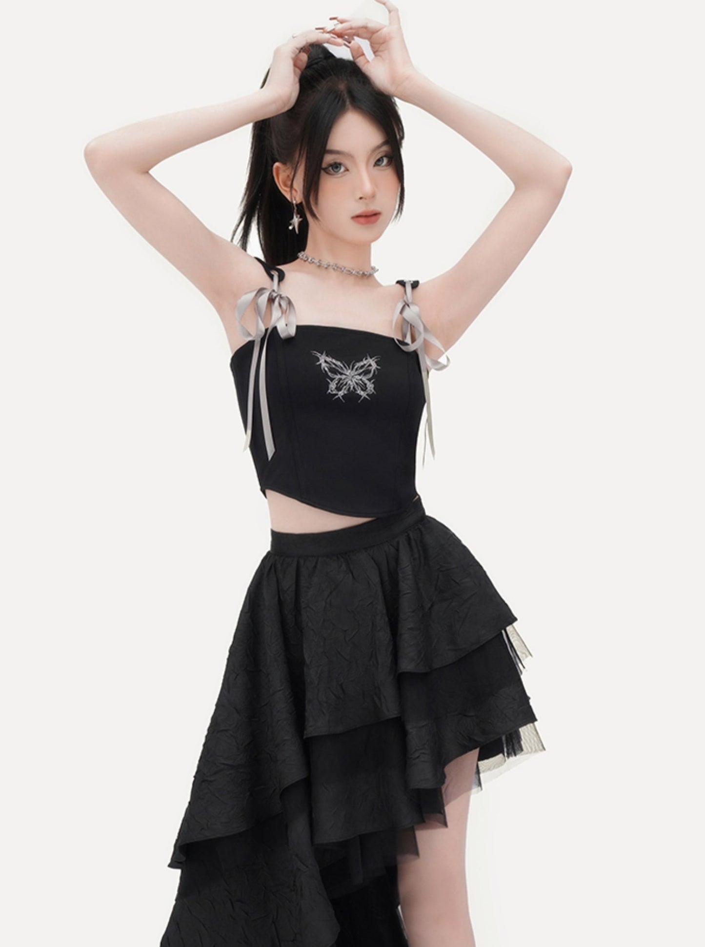 Dark Paper Wrinkle Skirt