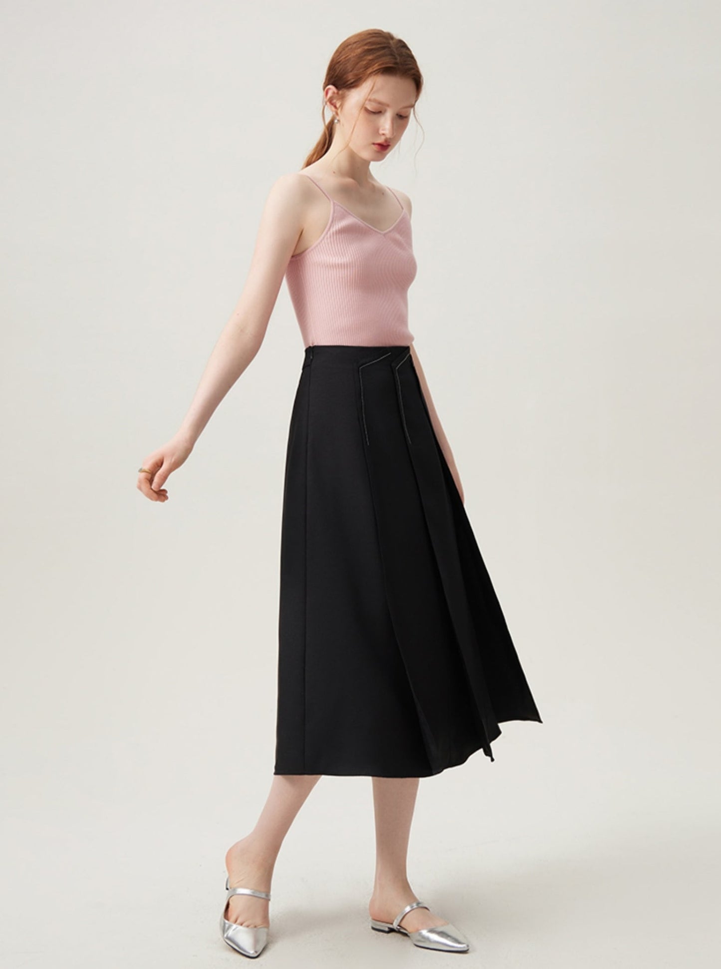 Pink Knitted Vest Cardigan Set