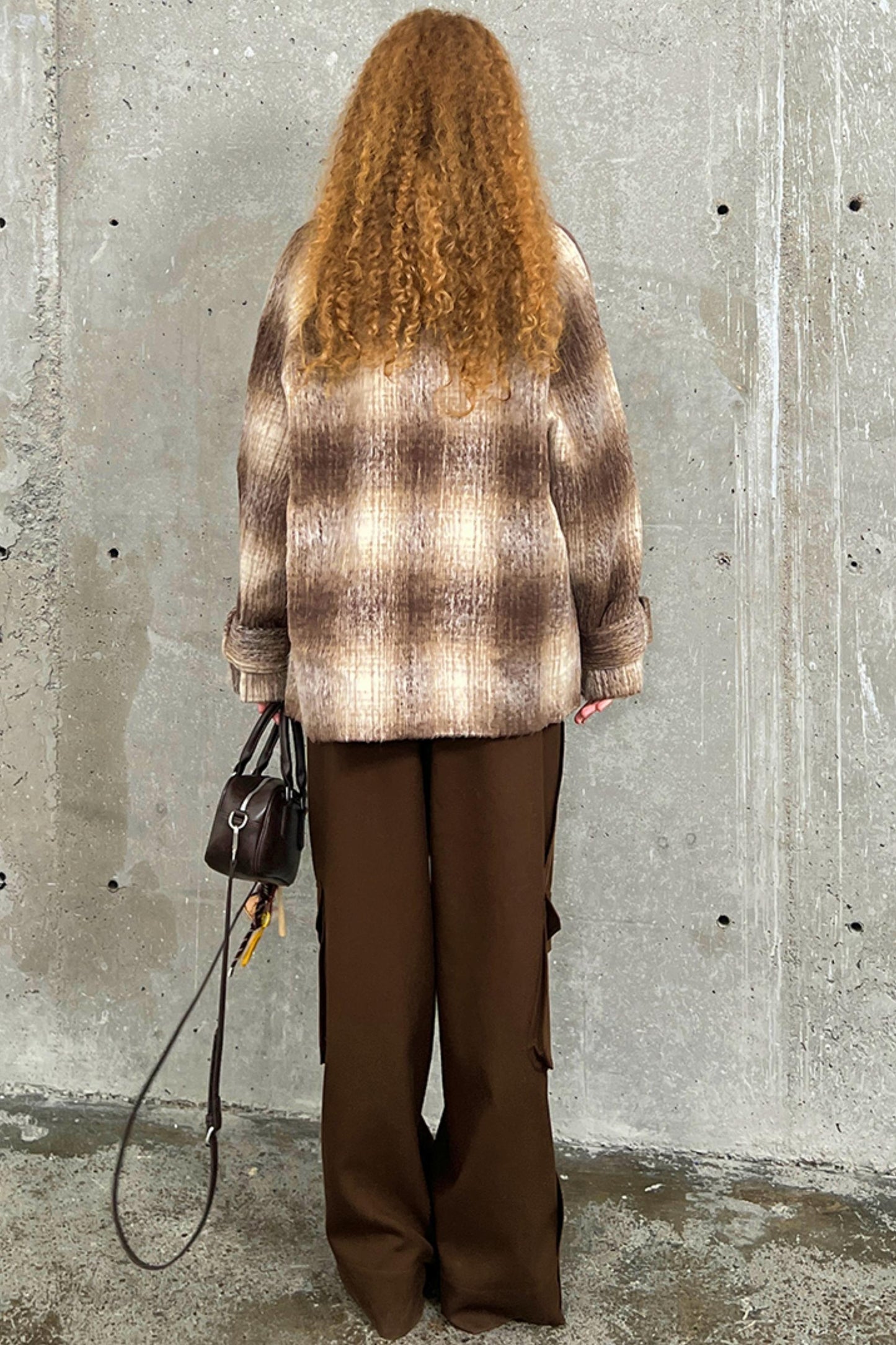 그라디언트 체크 울 재킷