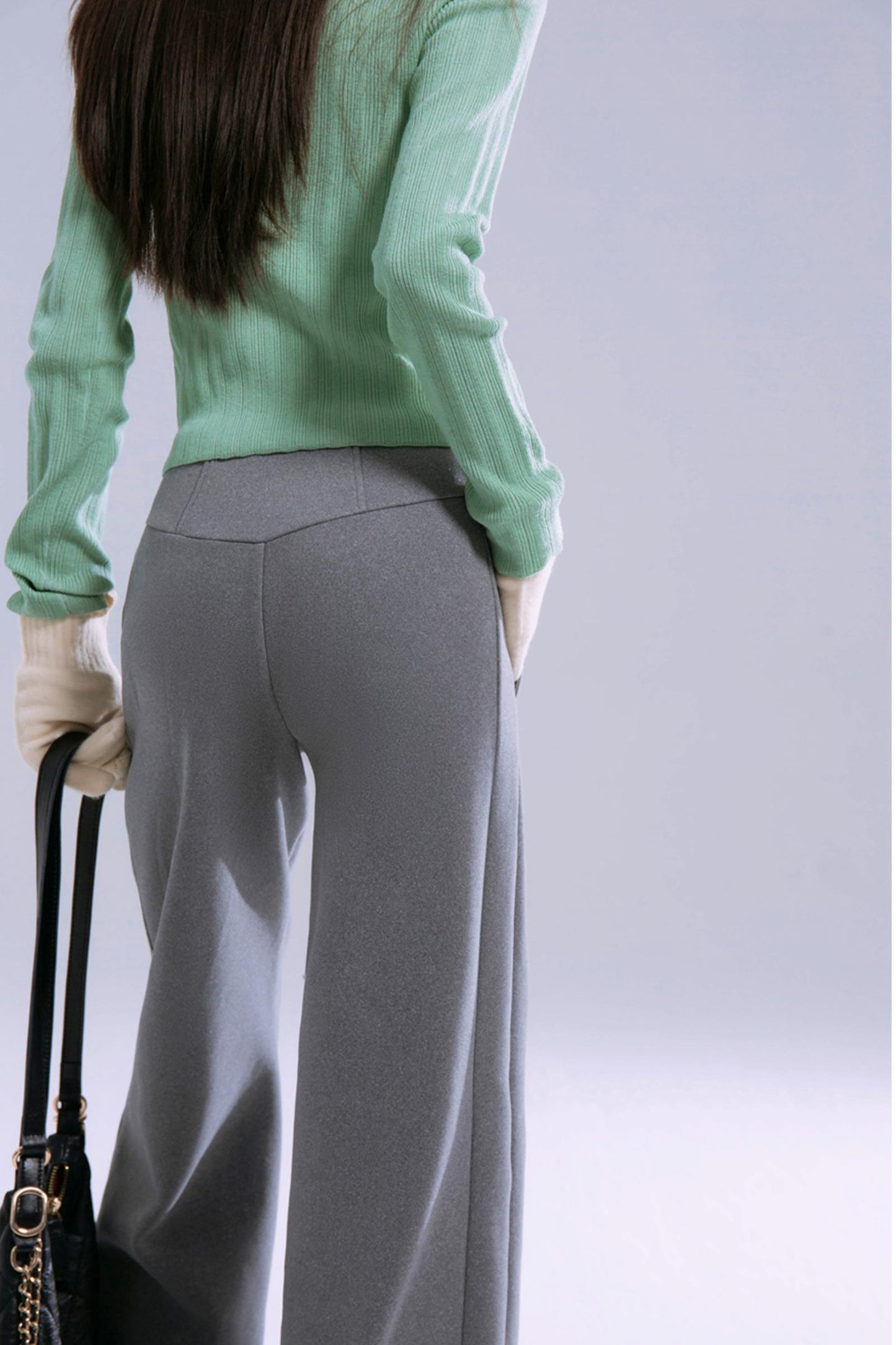 Low-Rise Straight Velvet Warm Pants