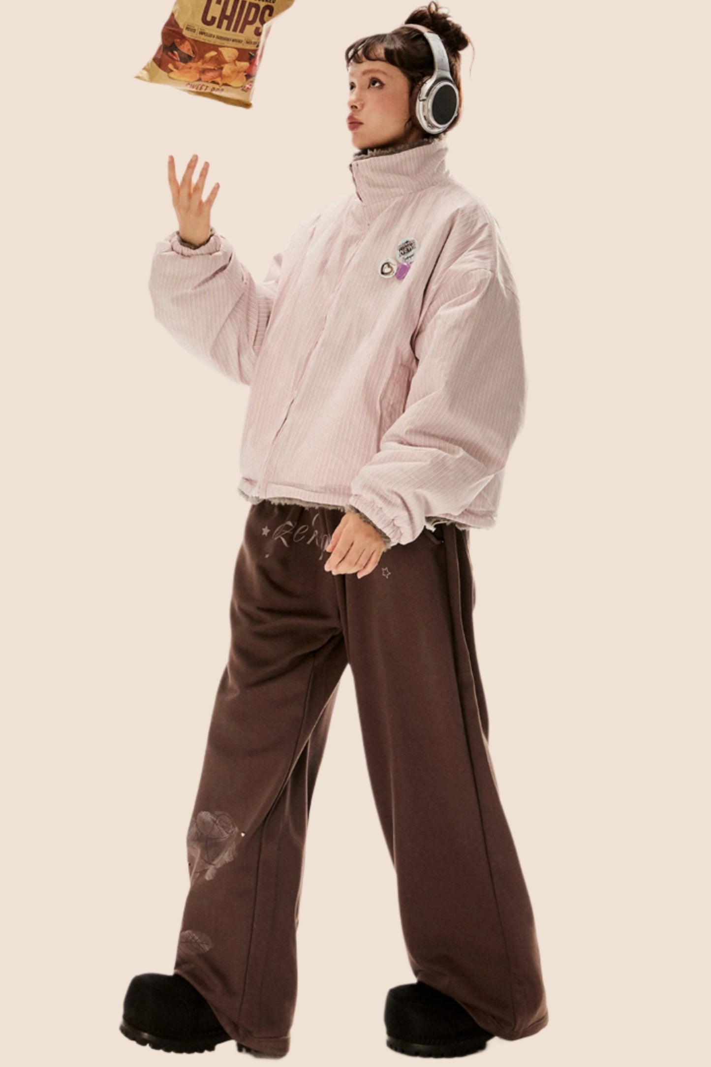 스탠드 칼라 리버서블 램스울 재킷