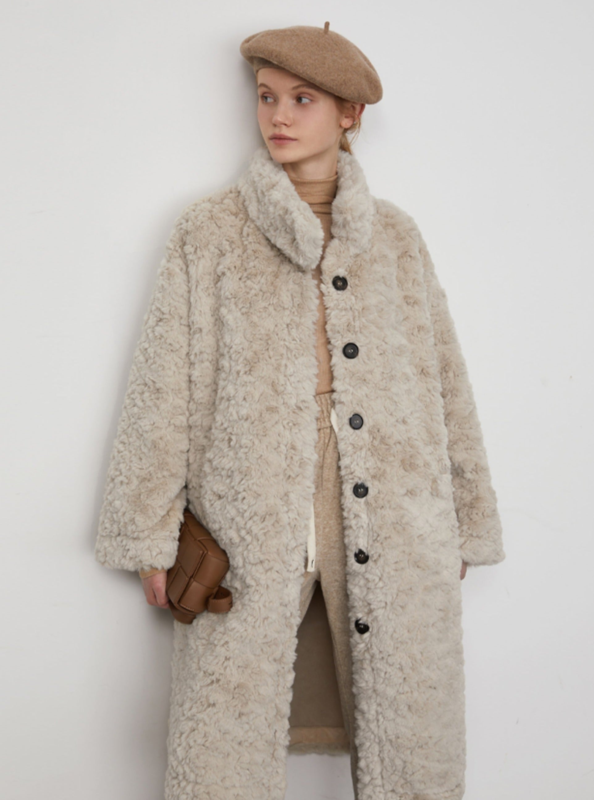 FAZ Belted faux fur coat