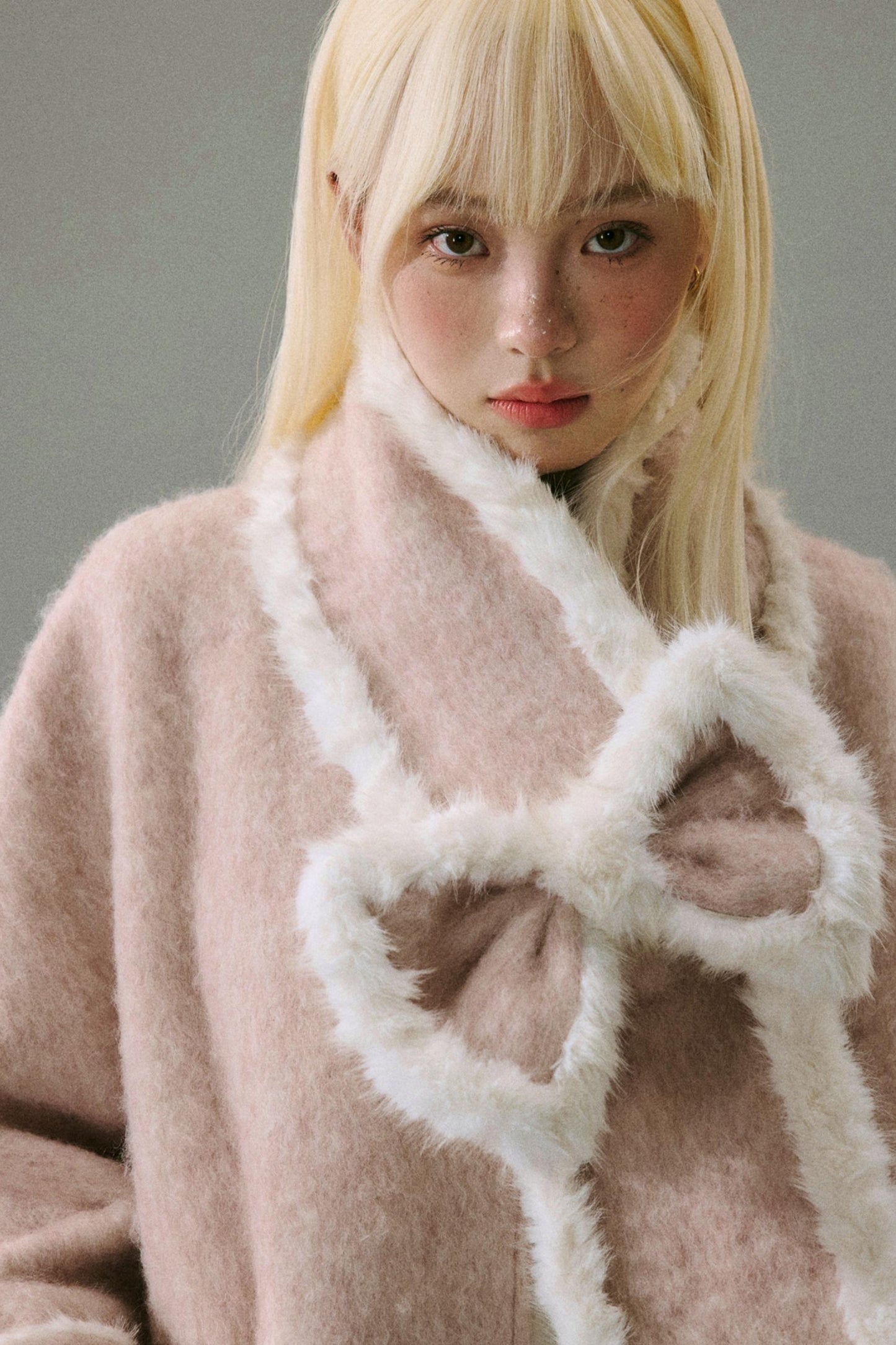 체리 블로섬 트위드 롱 코트