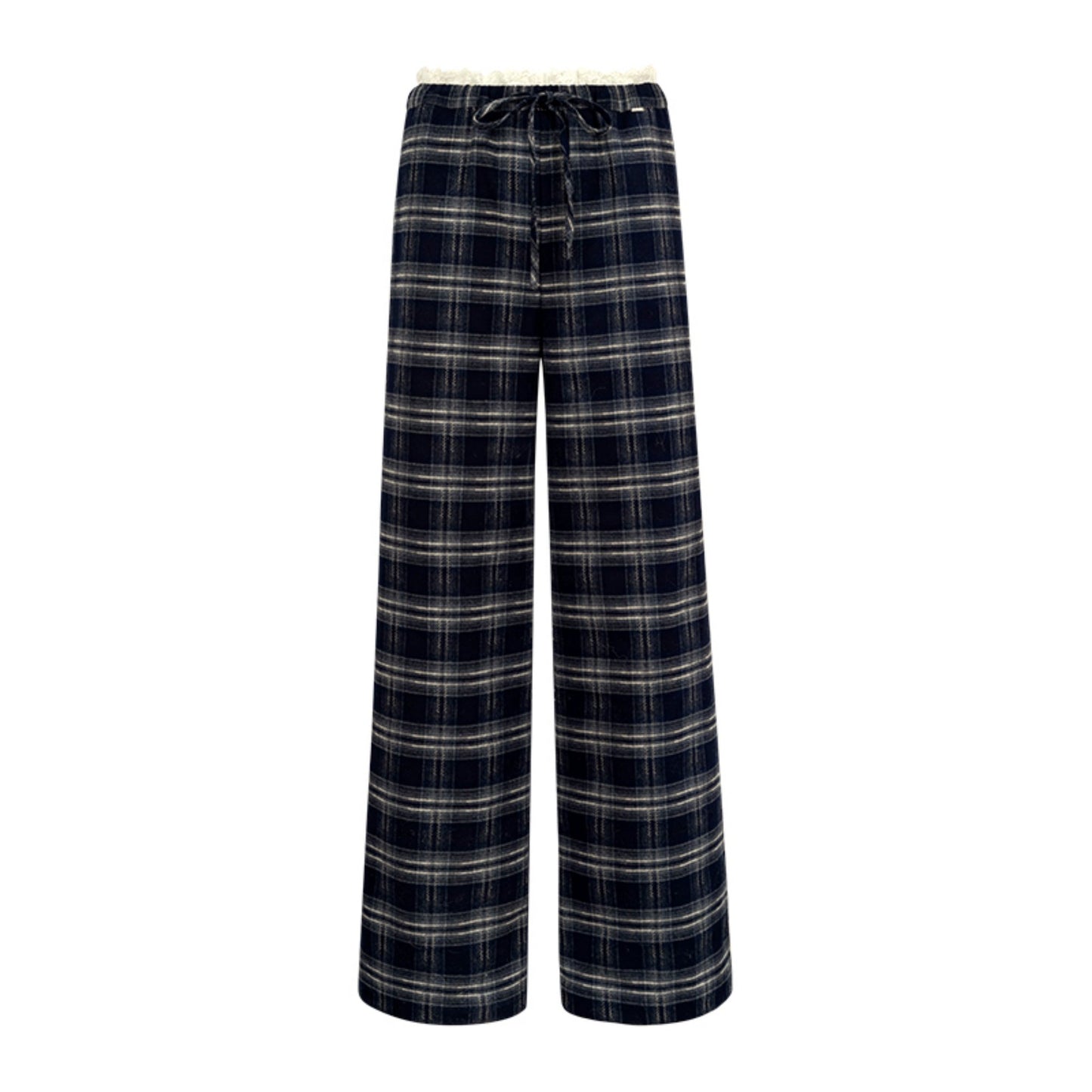 Cozy Plaid Fleece Wide-Leg Pants