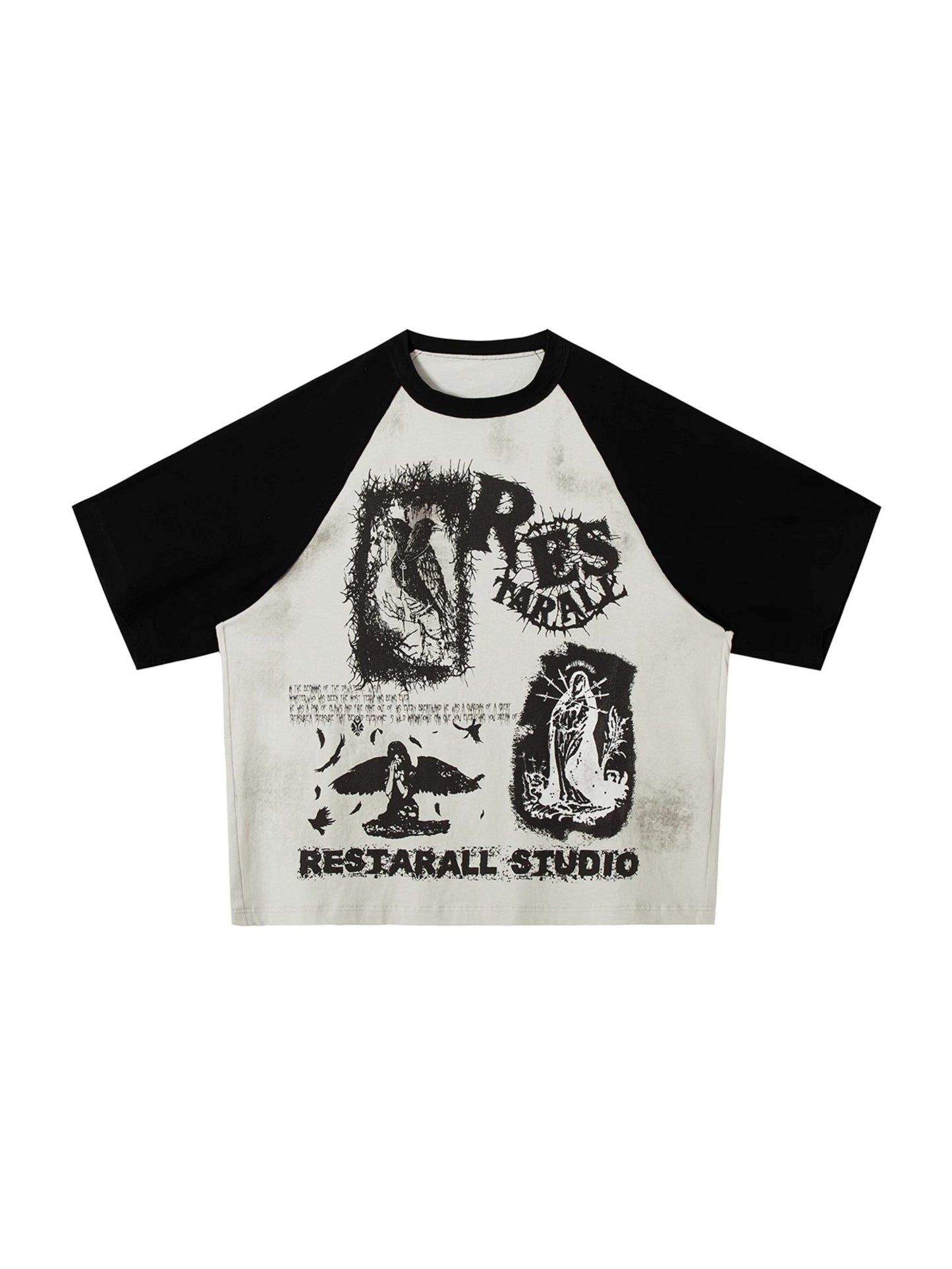 Street Black & White Graffiti Print Top