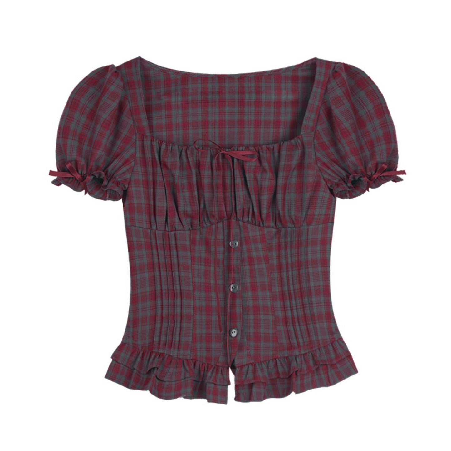 Scarlet Moon Plaid Bubble Shirt