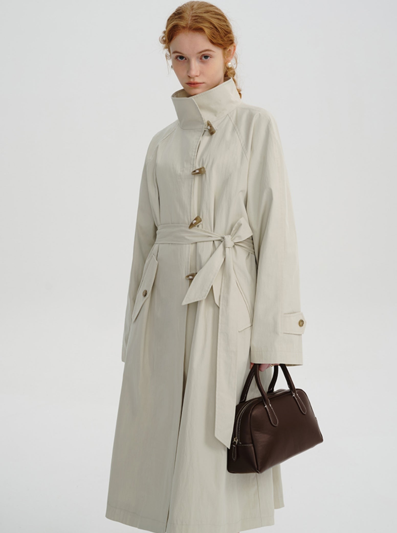 Mid-length Drawstring Trench Coat