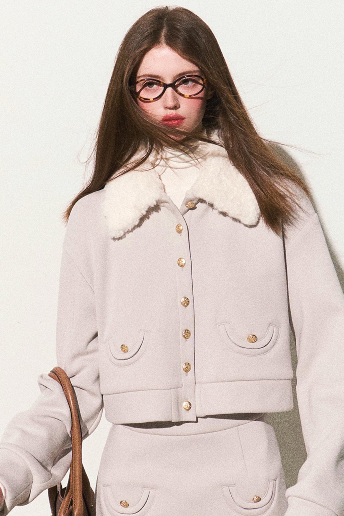 럭셔리 퍼 칼라 코디네이트 세트업