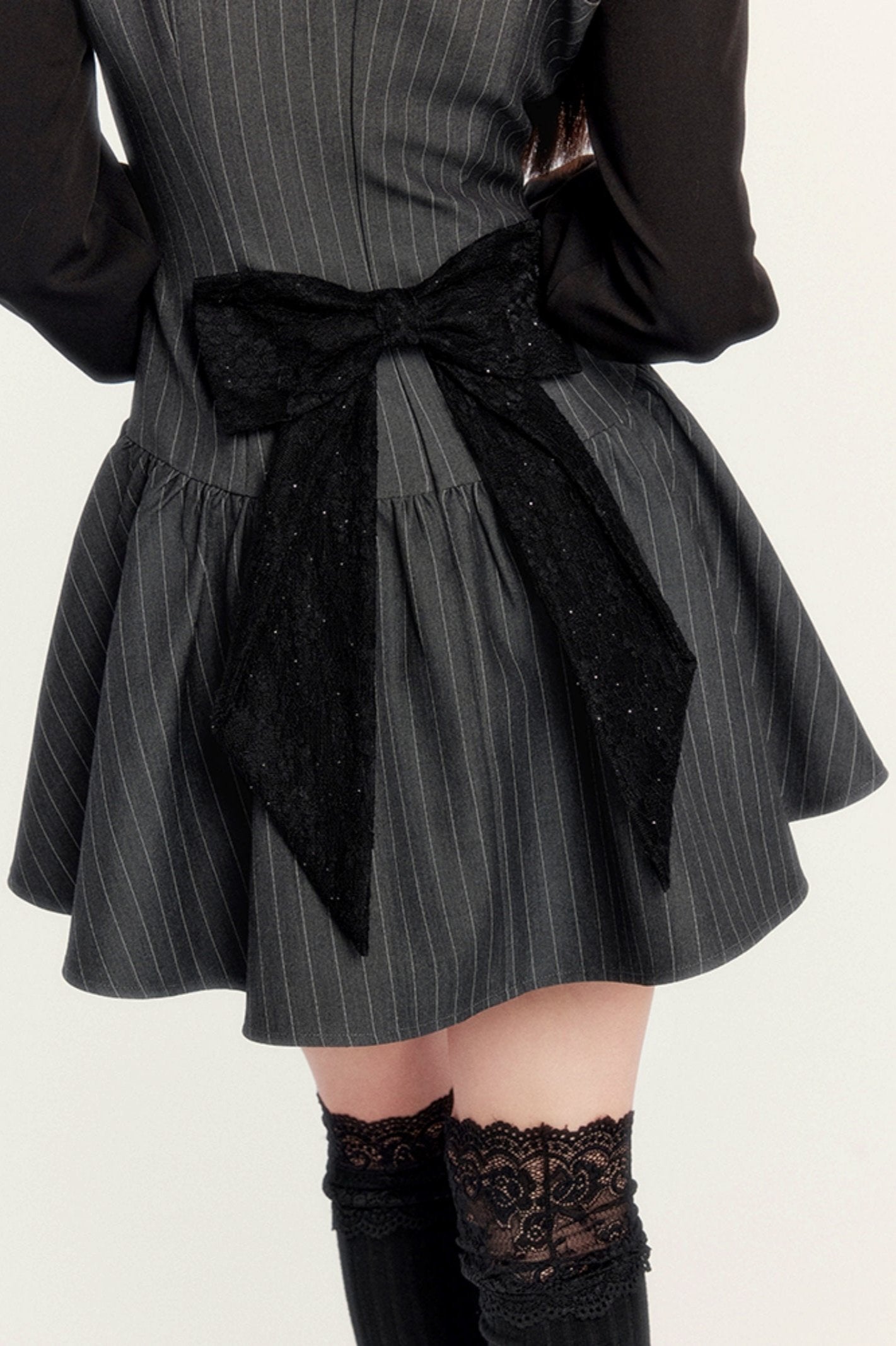 스트라이프 색상 블록 셔츠 드레스 세트