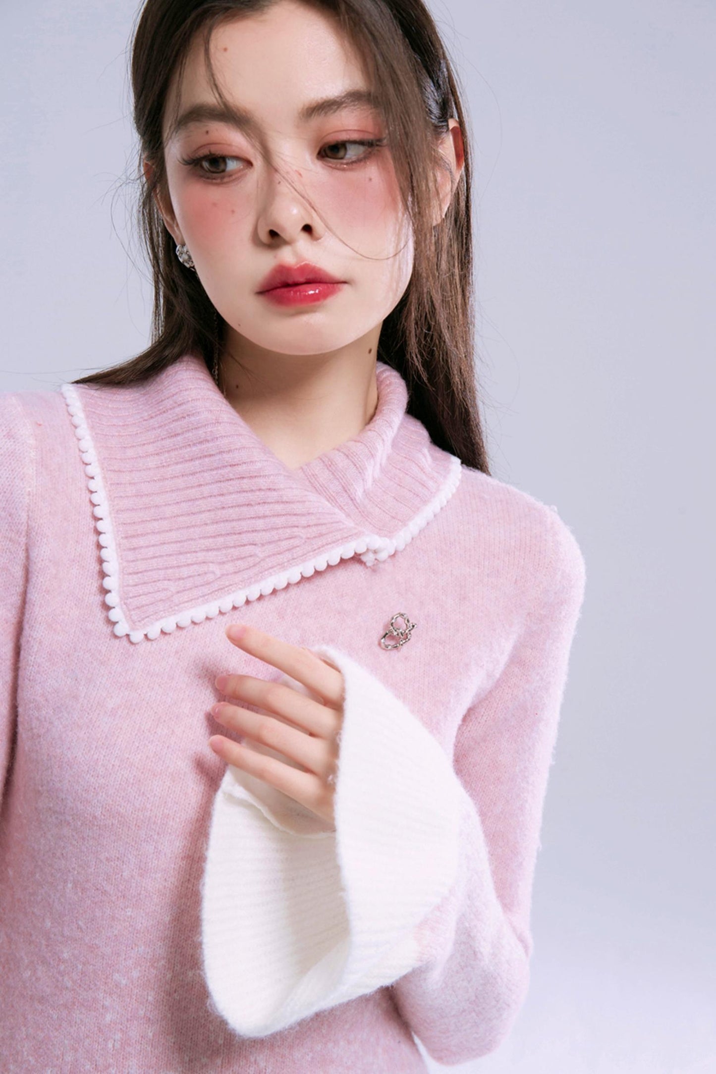 Robe en laine dégradé rose pêche