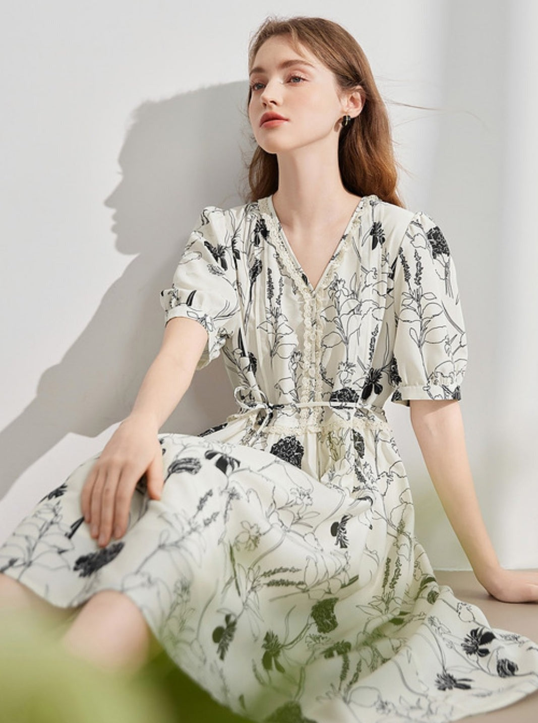 Romantic Smudge Ink Floral Dress