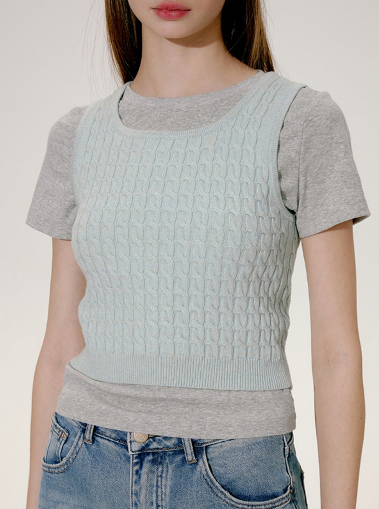 Débardeur tricoté court slim fit