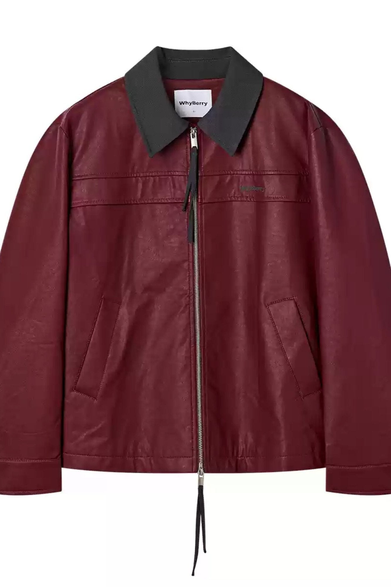 Veste en cuir rétro contrastante