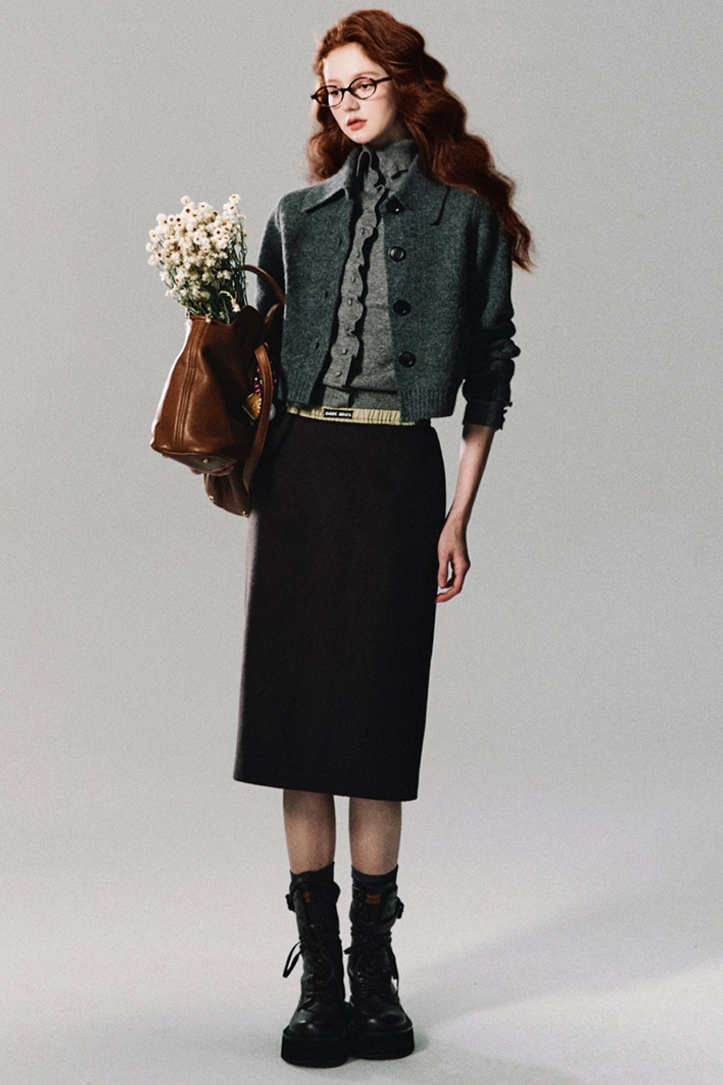 하이넥 패셔너블 타이트 레깅스 스웨터