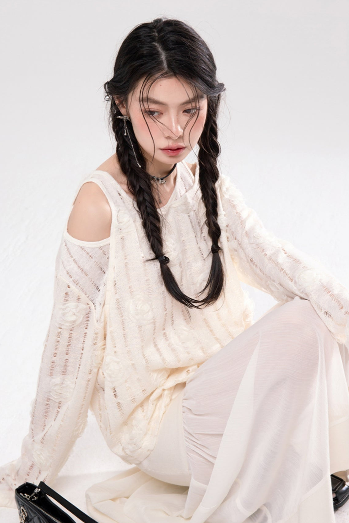 Sheer Patchwork Half Skirt