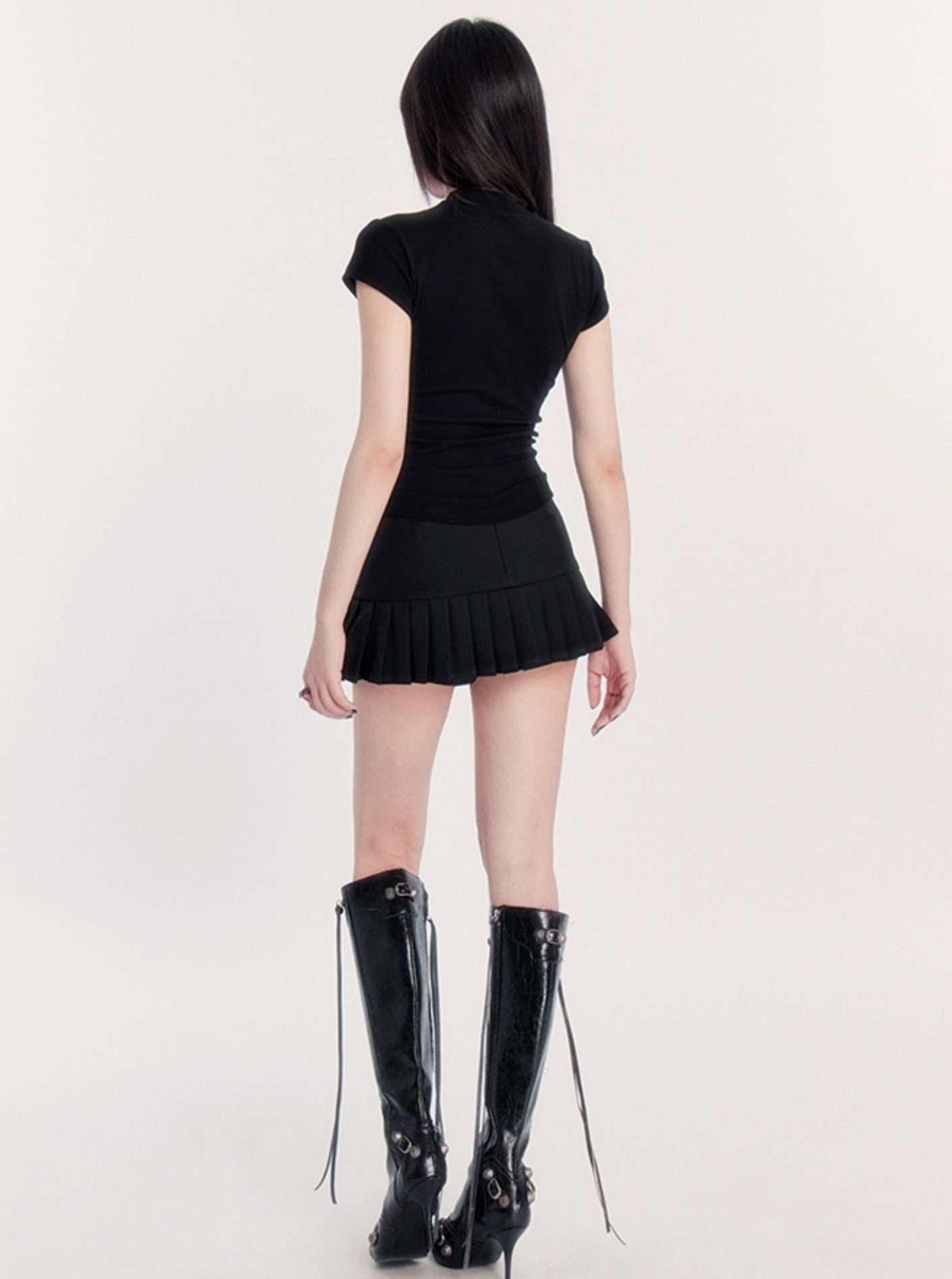 Retro Dark Style Belt Skirt