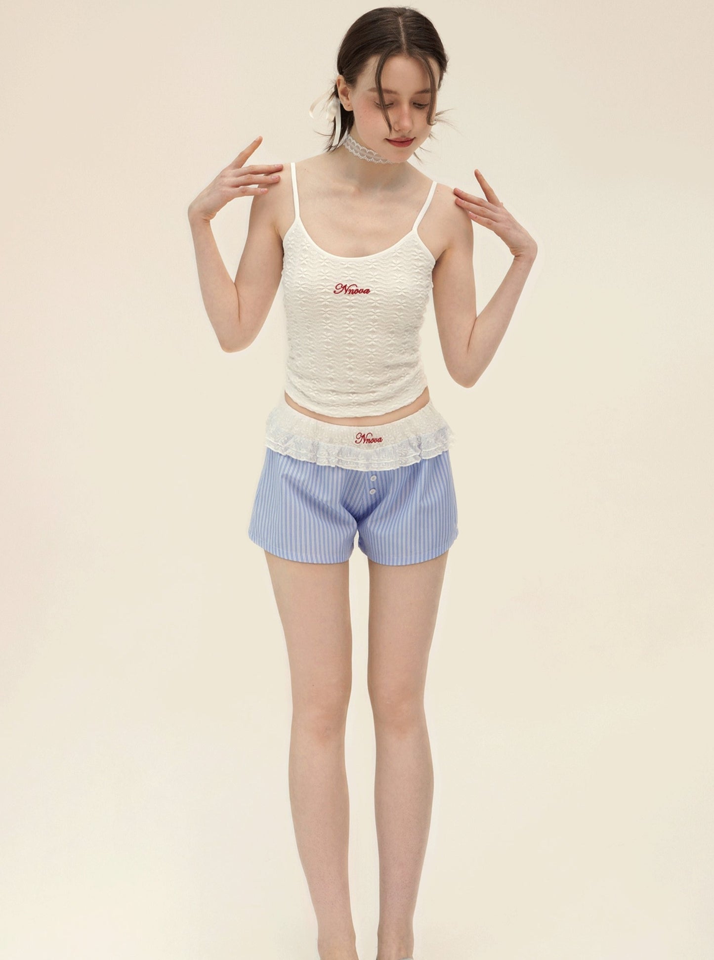 American Slim Lace Camisole With Shorts Set-Up