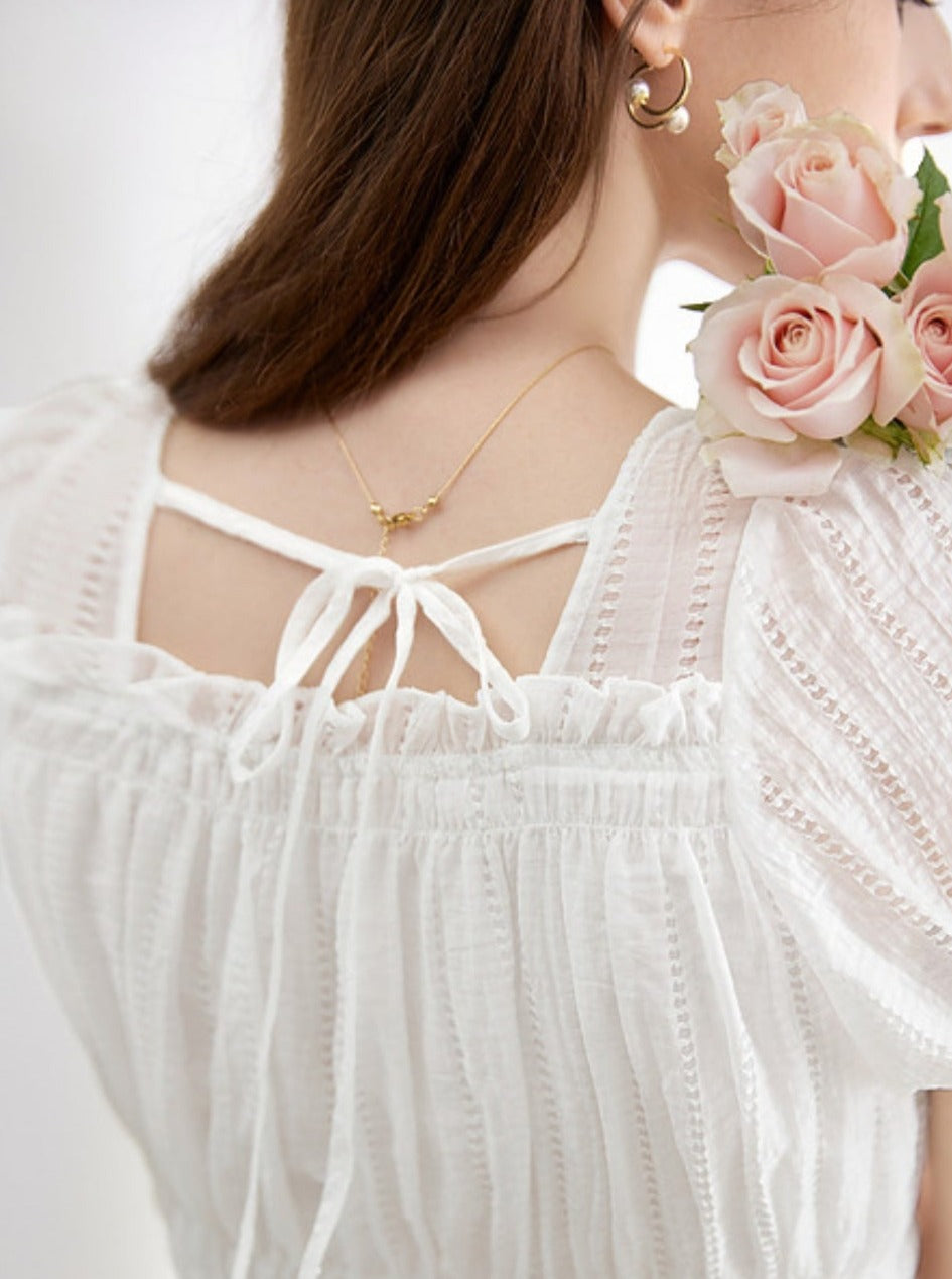 Puff Sleeve Cut-Out Dress