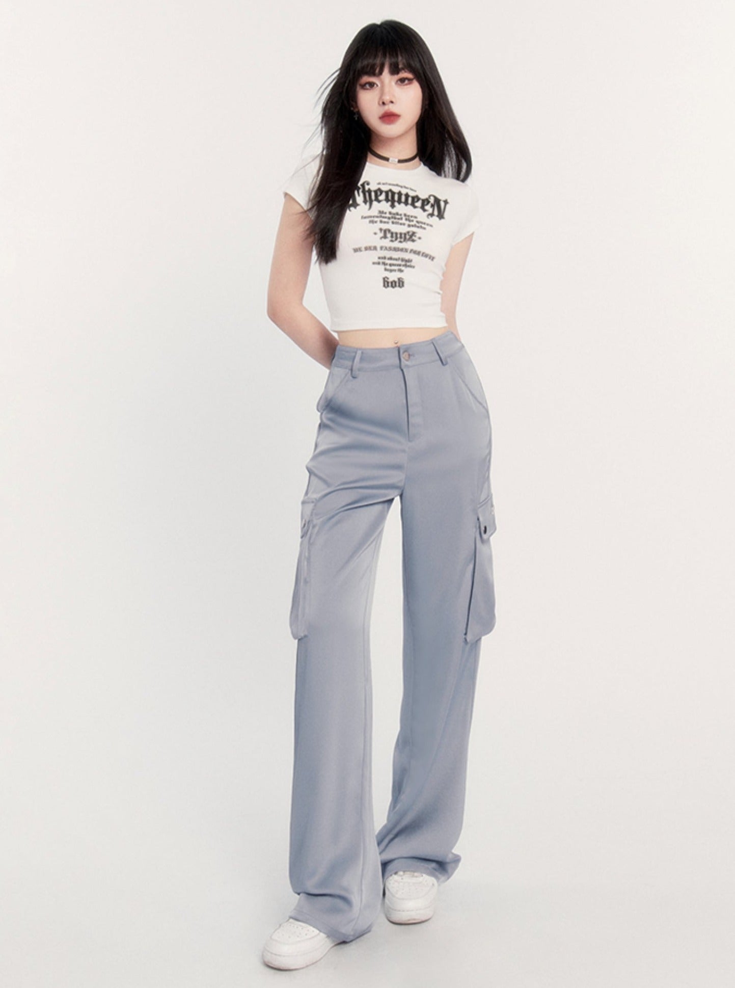 Satin Cargo Style Pants (S) main image 1