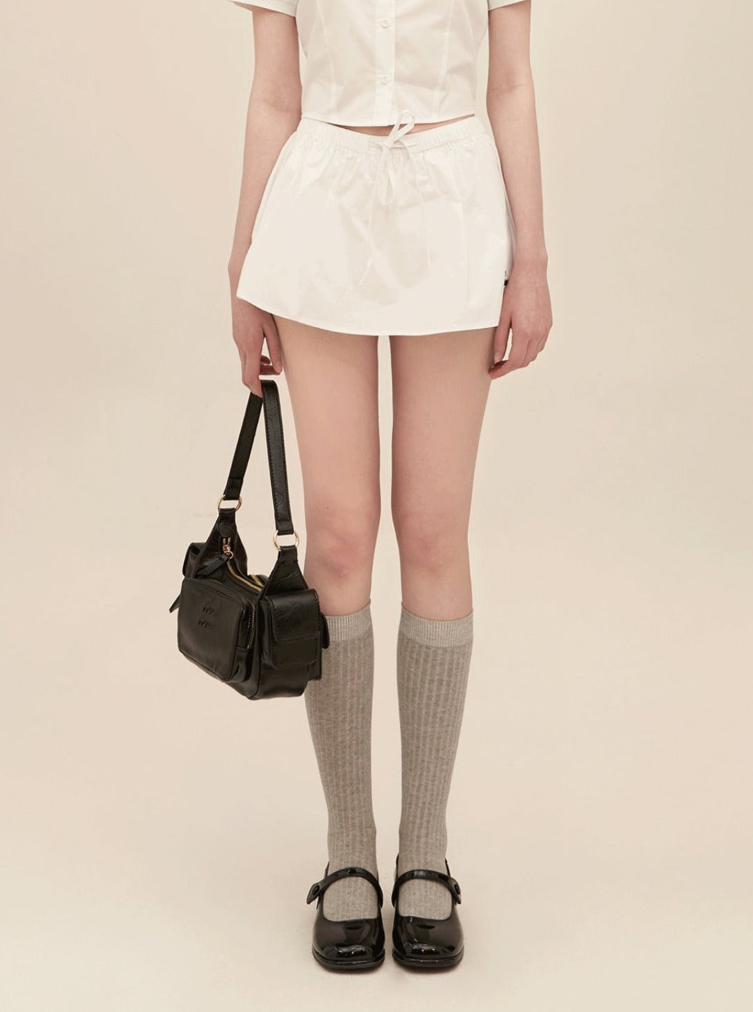 프레피 반팔 패치워크 세트업