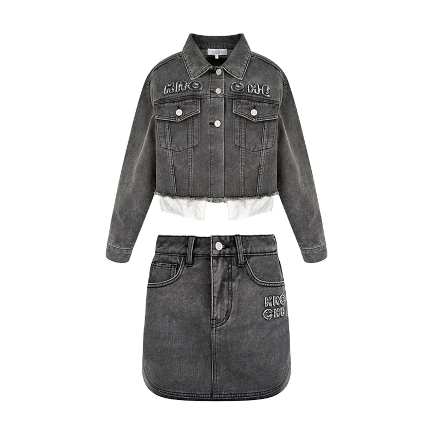 A Line Denim Skirt Set-Up