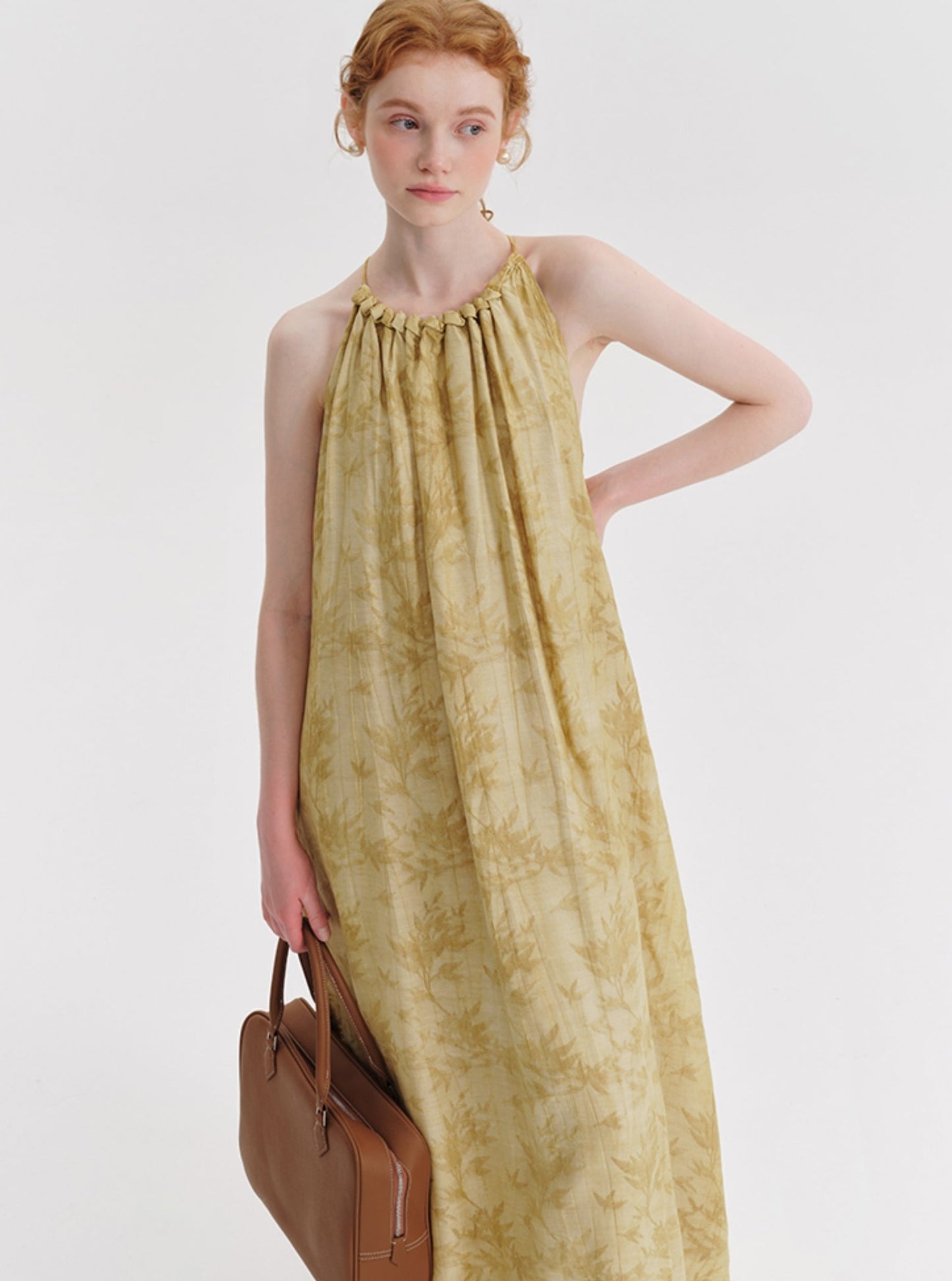 Chinese Tencel Suspender Halterneck Dress