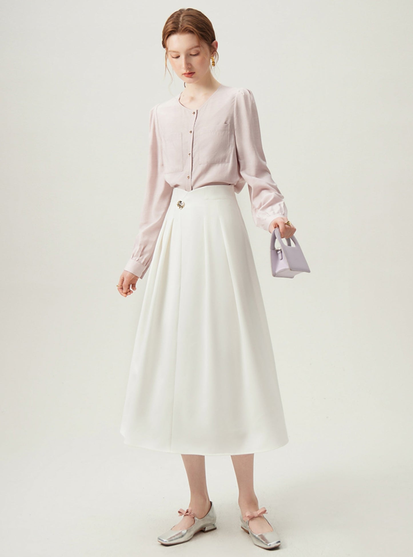 하이웨이스트 디자인 감각 A라인 스커트