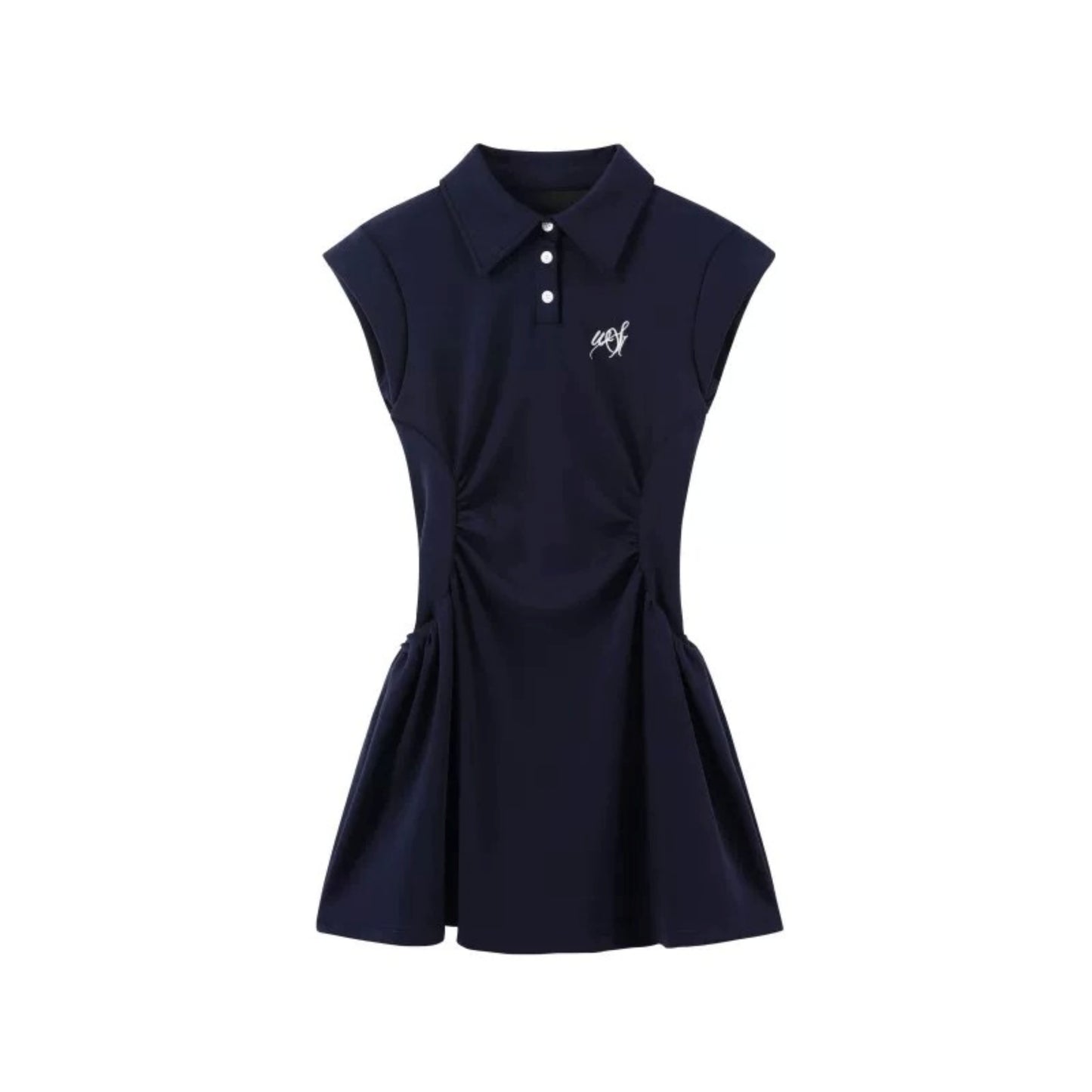 Navy Knitted Polo Dress