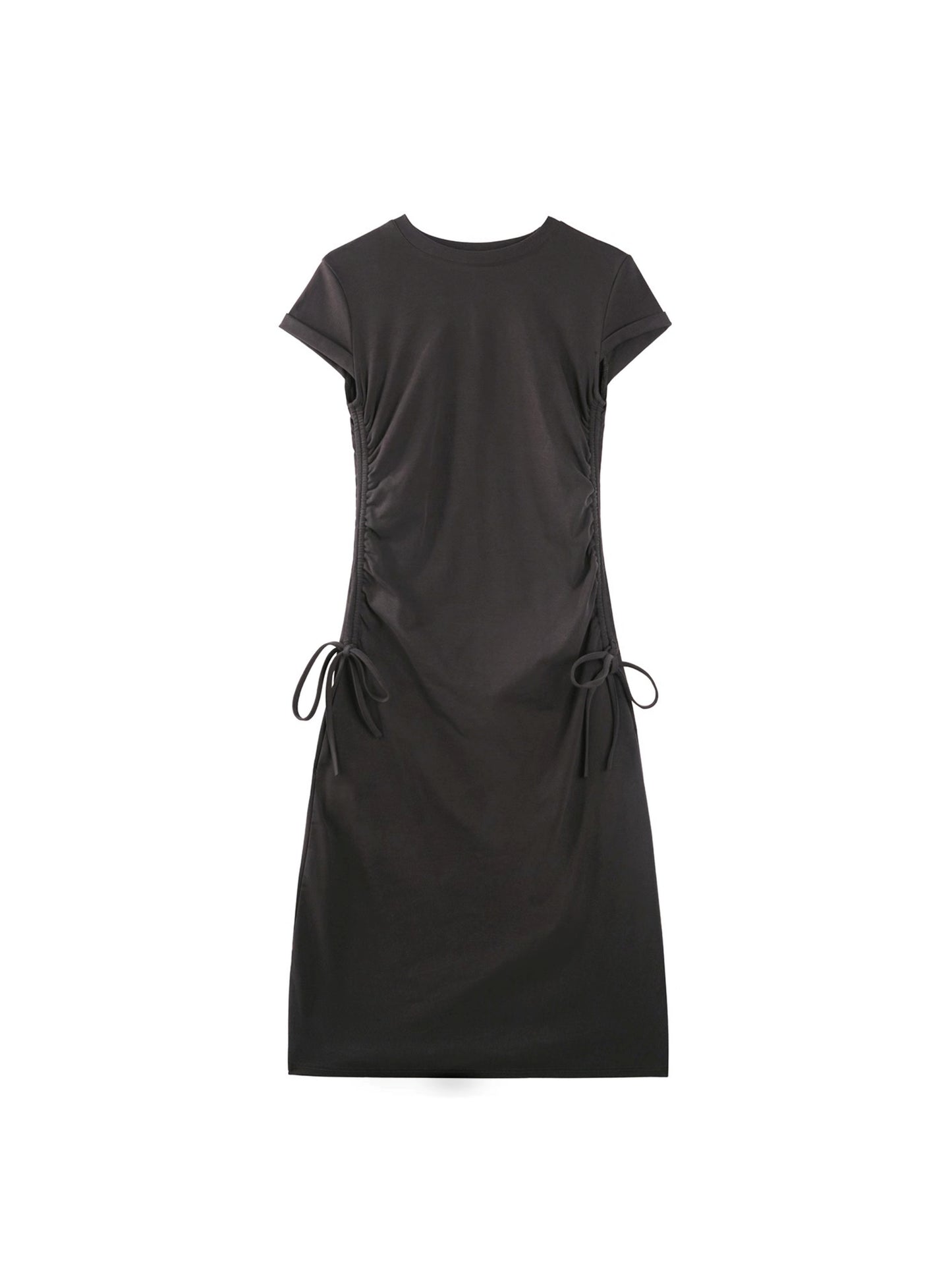 Drawstring Waist Slim Midi Dress