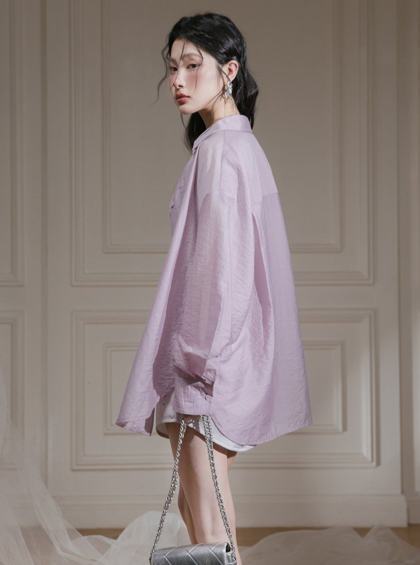 Chemise en lyocell avec protection solaire violette